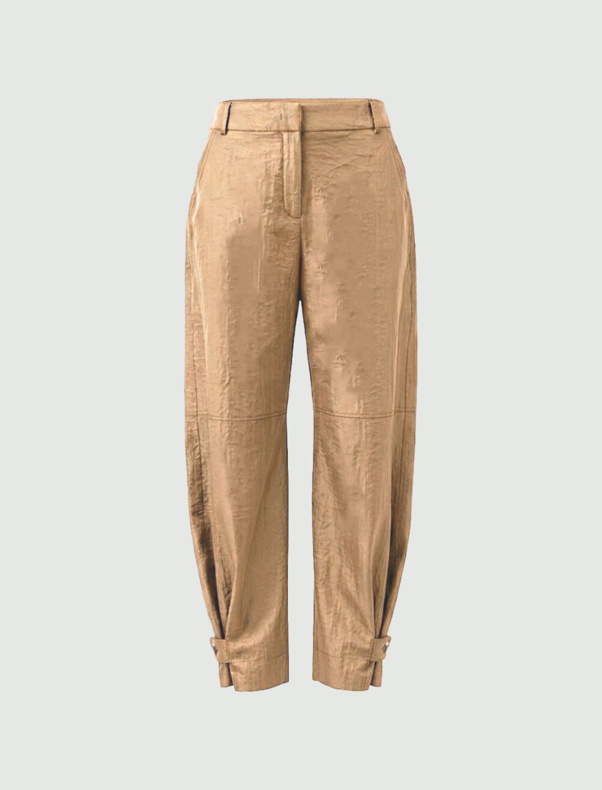 Fluid crinkle-fabric trousers - NATURAL - Emme - 6