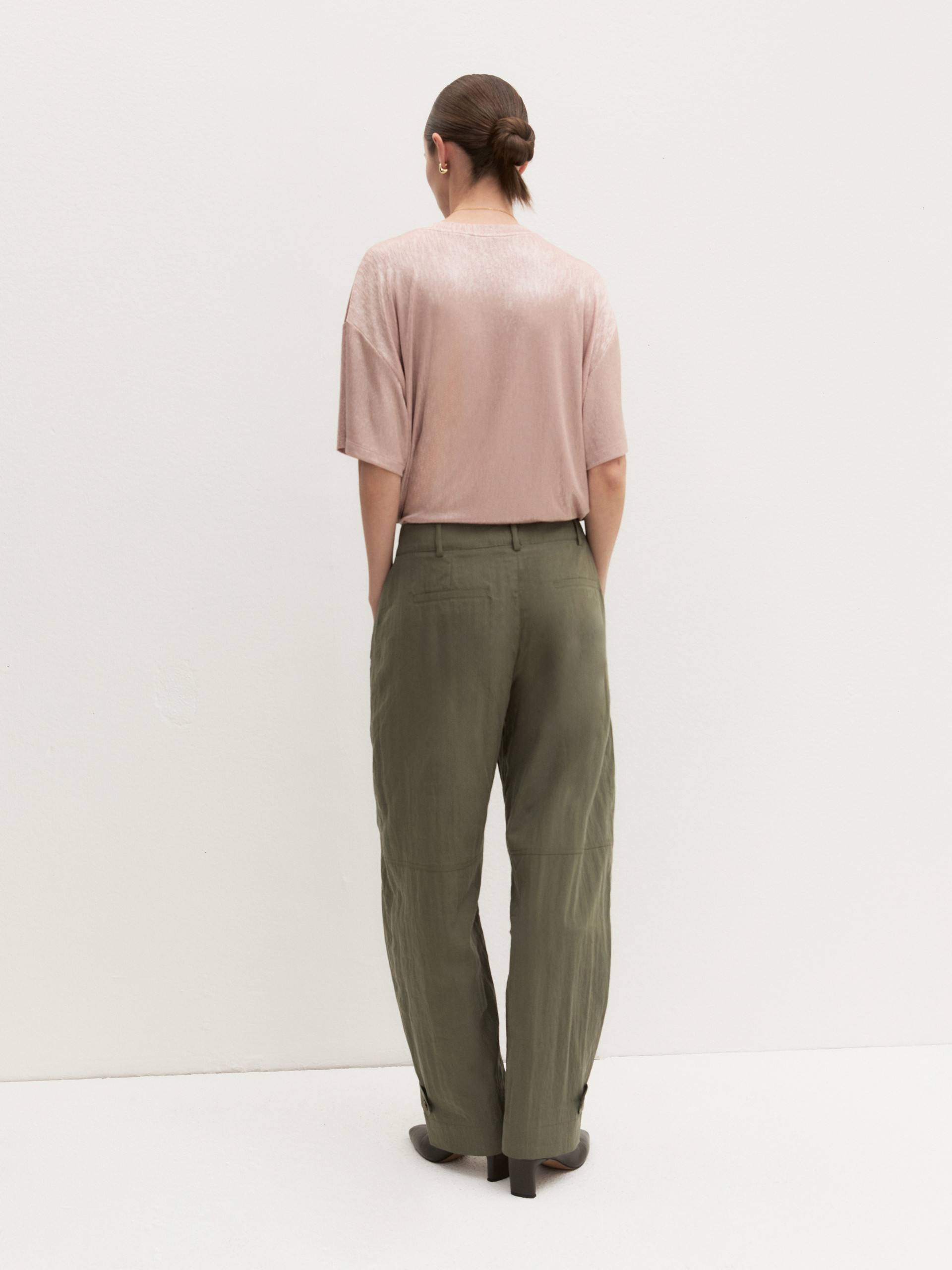 Fluid crinkle-fabric trousers - KAKI - Emme - 2