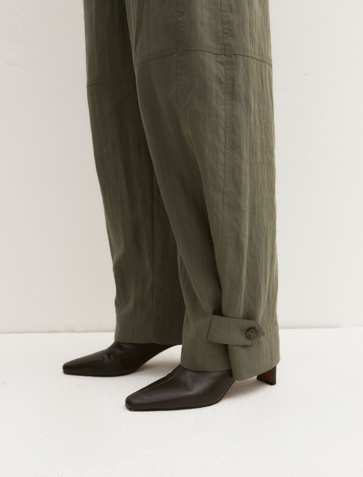 Fluid crinkle-fabric trousers - KAKI - Emme - 5