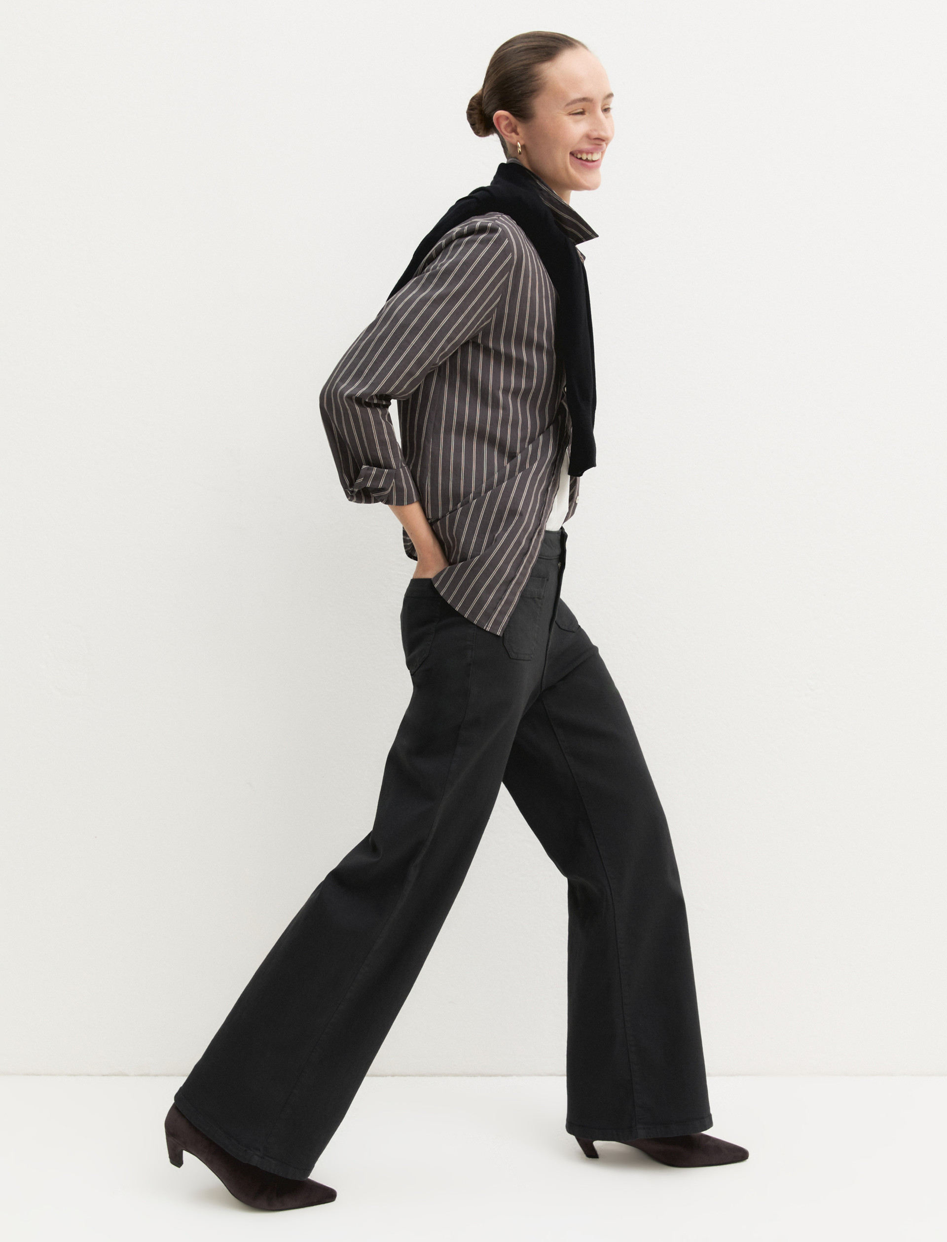 Stretch gabardine trousers - DARK GREY - Emme - 3