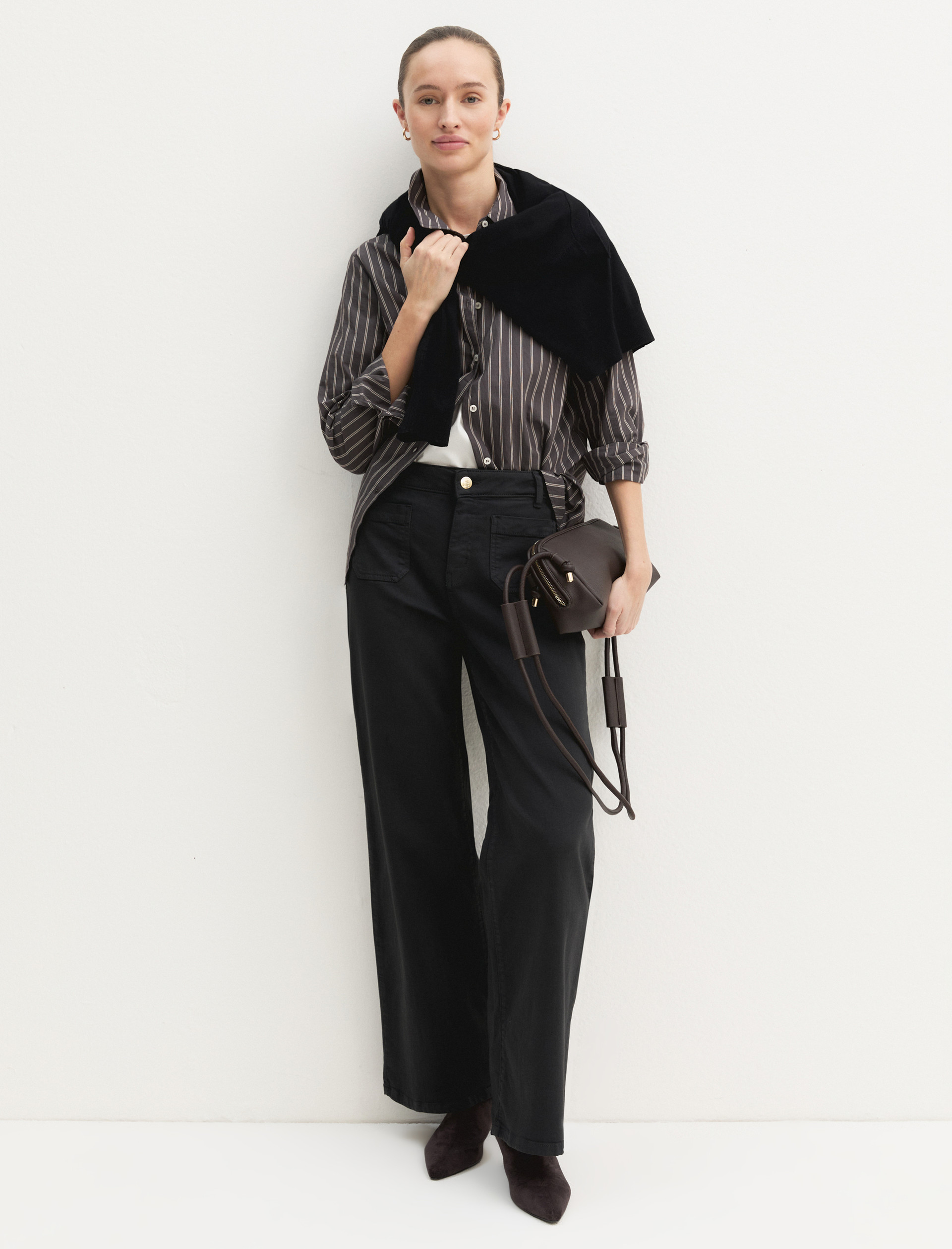 Stretch gabardine trousers - DARK GREY - Emme - 1