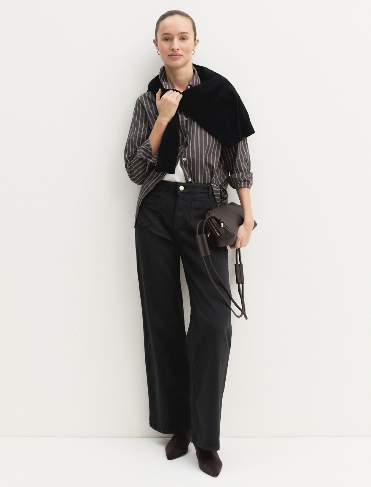 Stretch gabardine trousers - DARK GREY - Emme