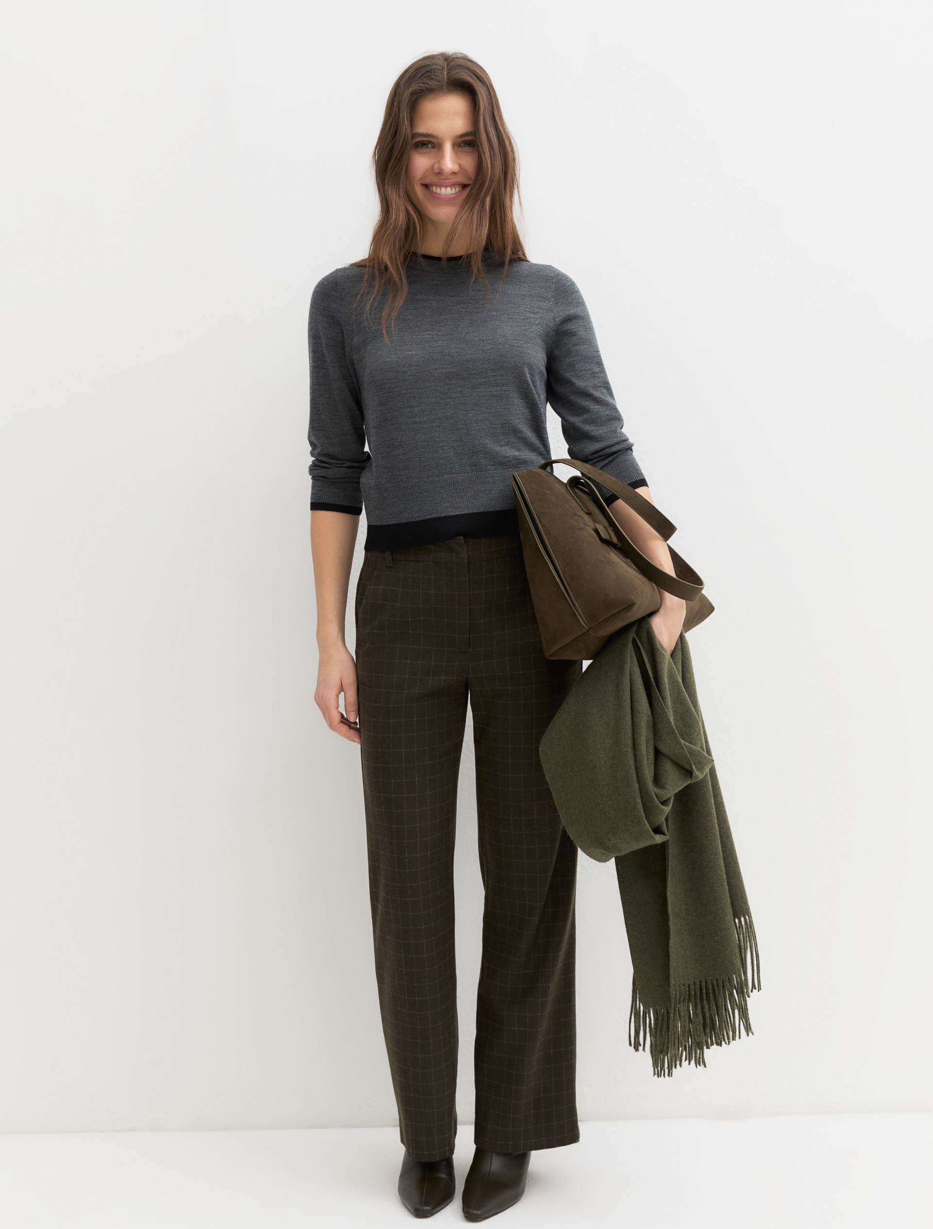 Straight-fit stretch trousers - GREEN - Emme - 1
