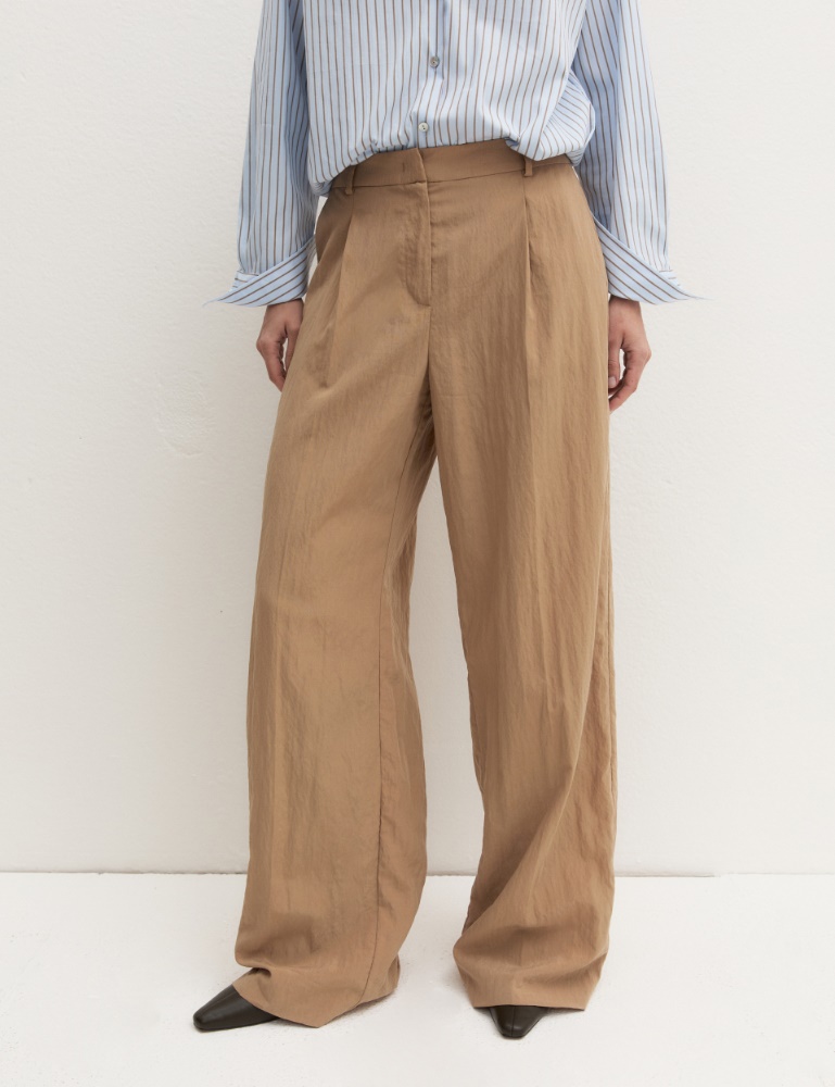 Wide-leg crinkle-fabric trousers - Emme - 4