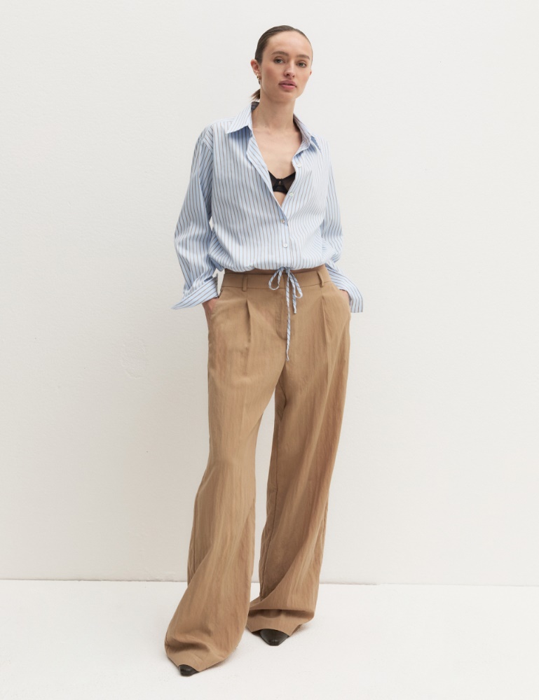 Wide-leg crinkle-fabric trousers - Emme - 2
