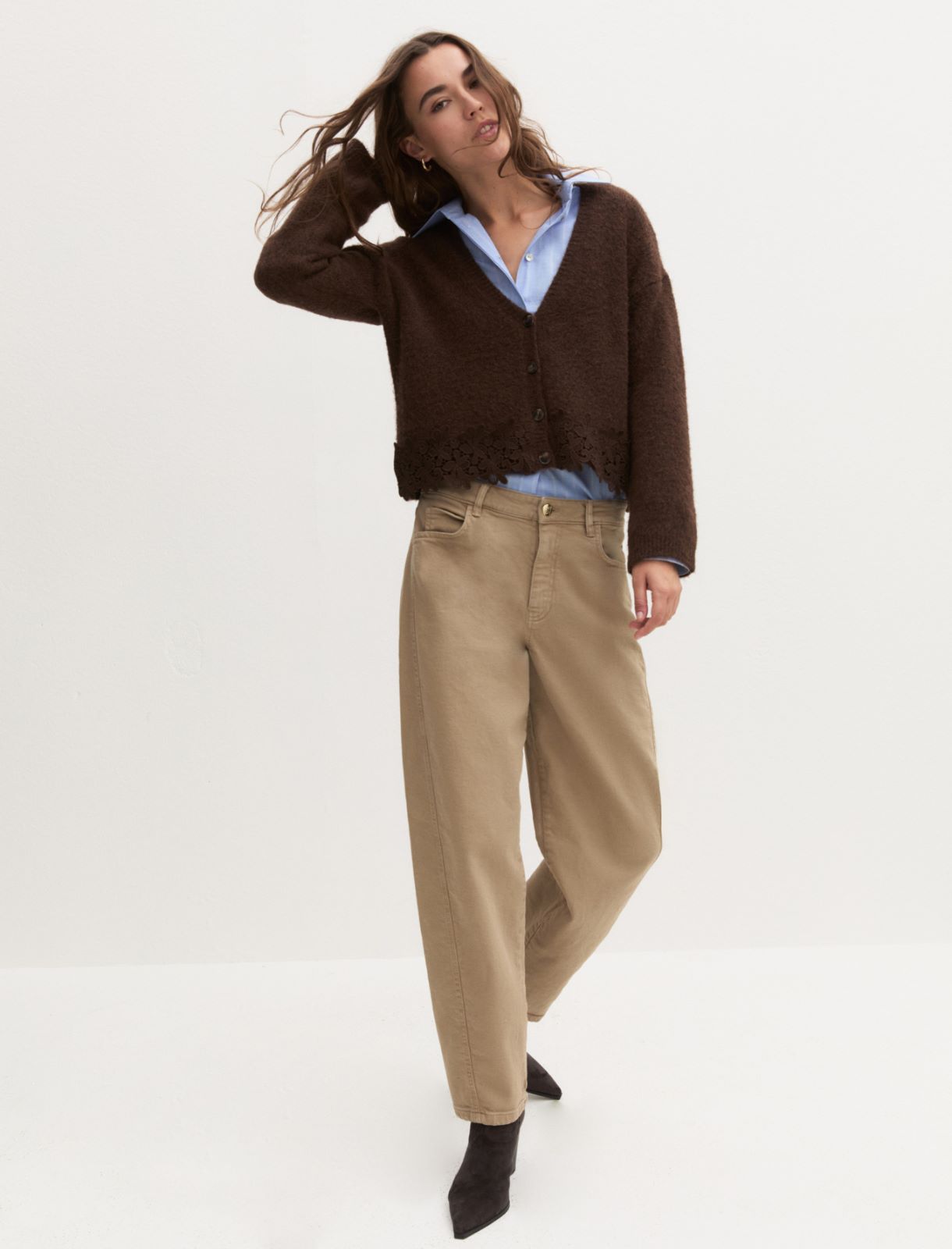 Worn-in finish barrel-leg jeans - NATURAL - Emme - 4