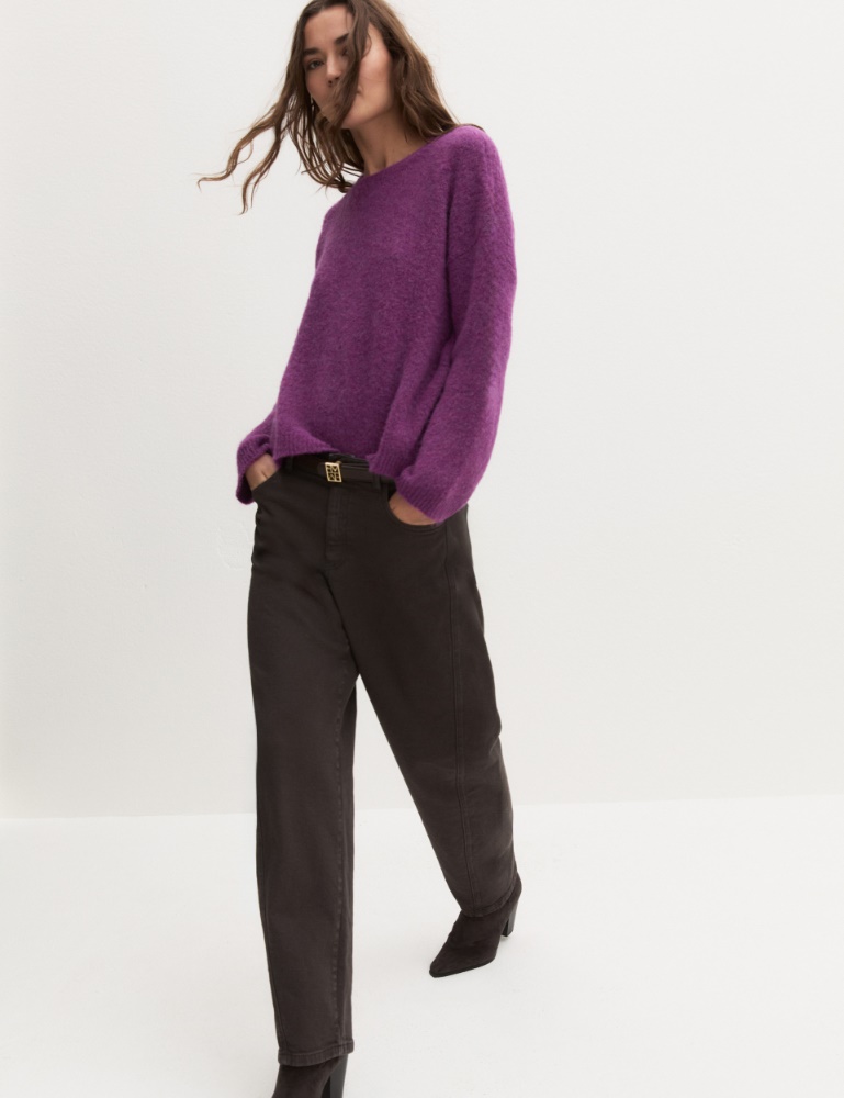 Worn-in finish barrel-leg jeans - CHOCOLATE