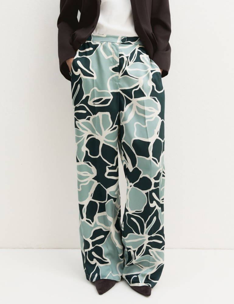 Straight-fit printed twill trousers - Emme - 5