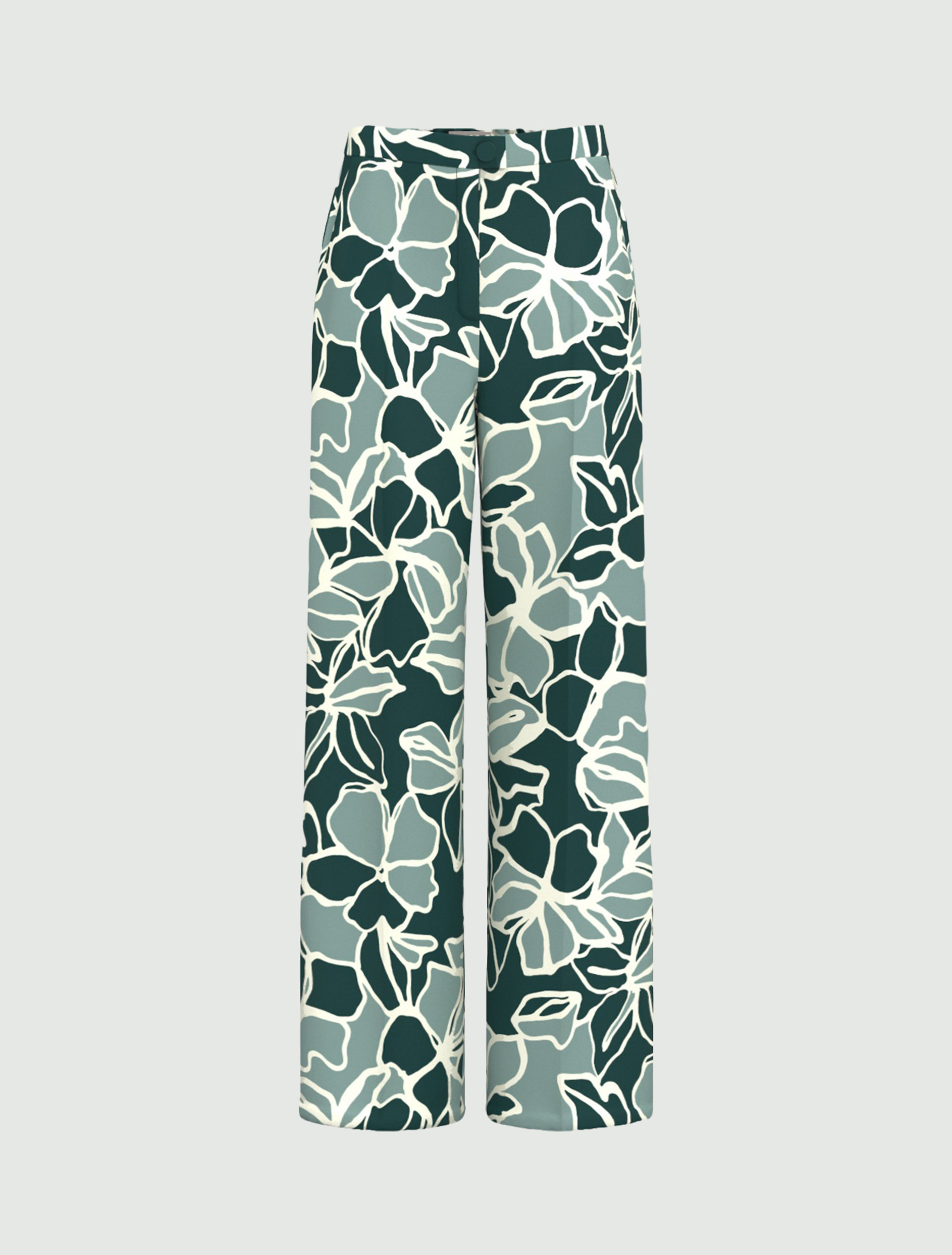 Straight-fit printed twill trousers - OPAL GREEN - Emme - 4