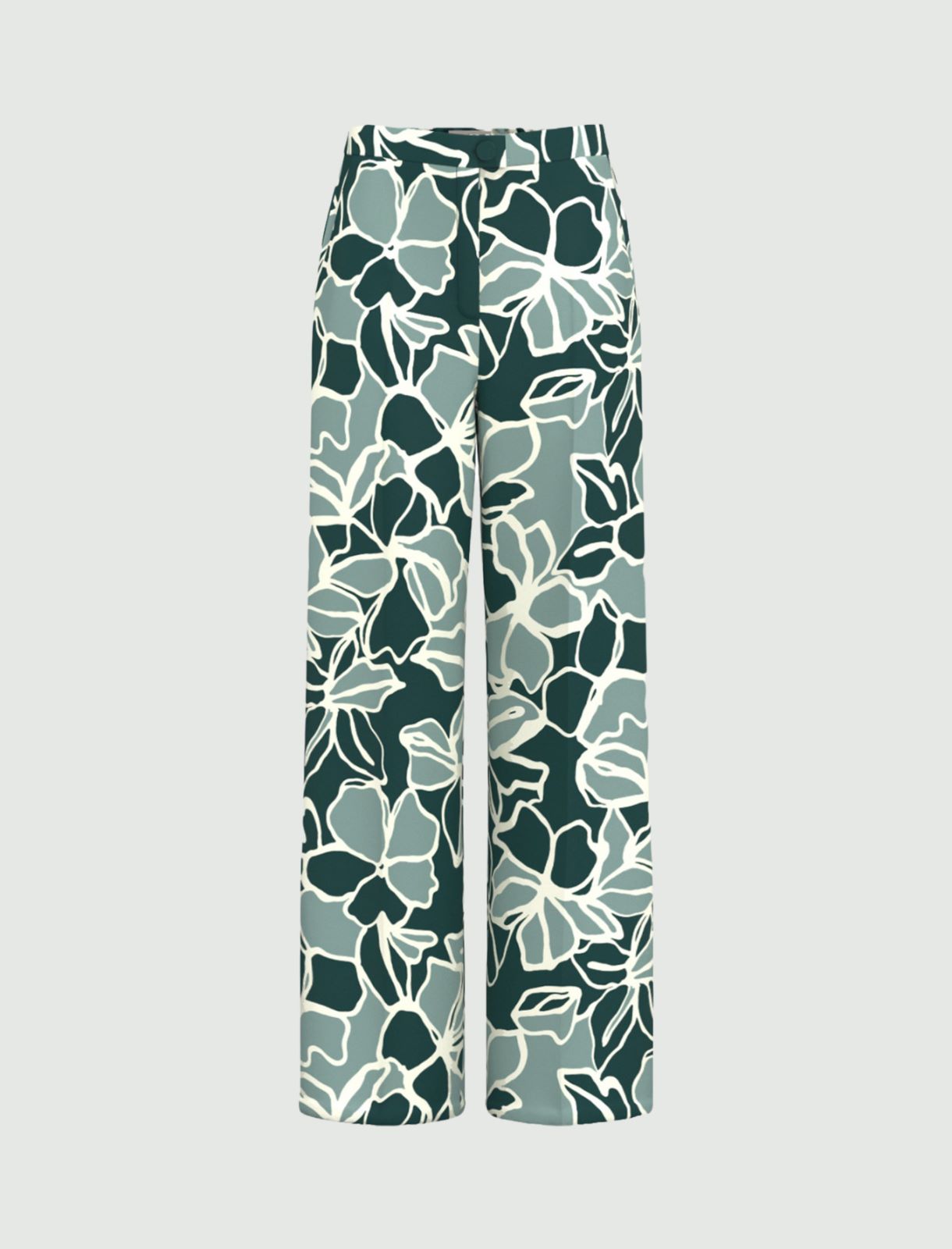Straight-fit printed twill trousers - OPAL GREEN - Emme - 4