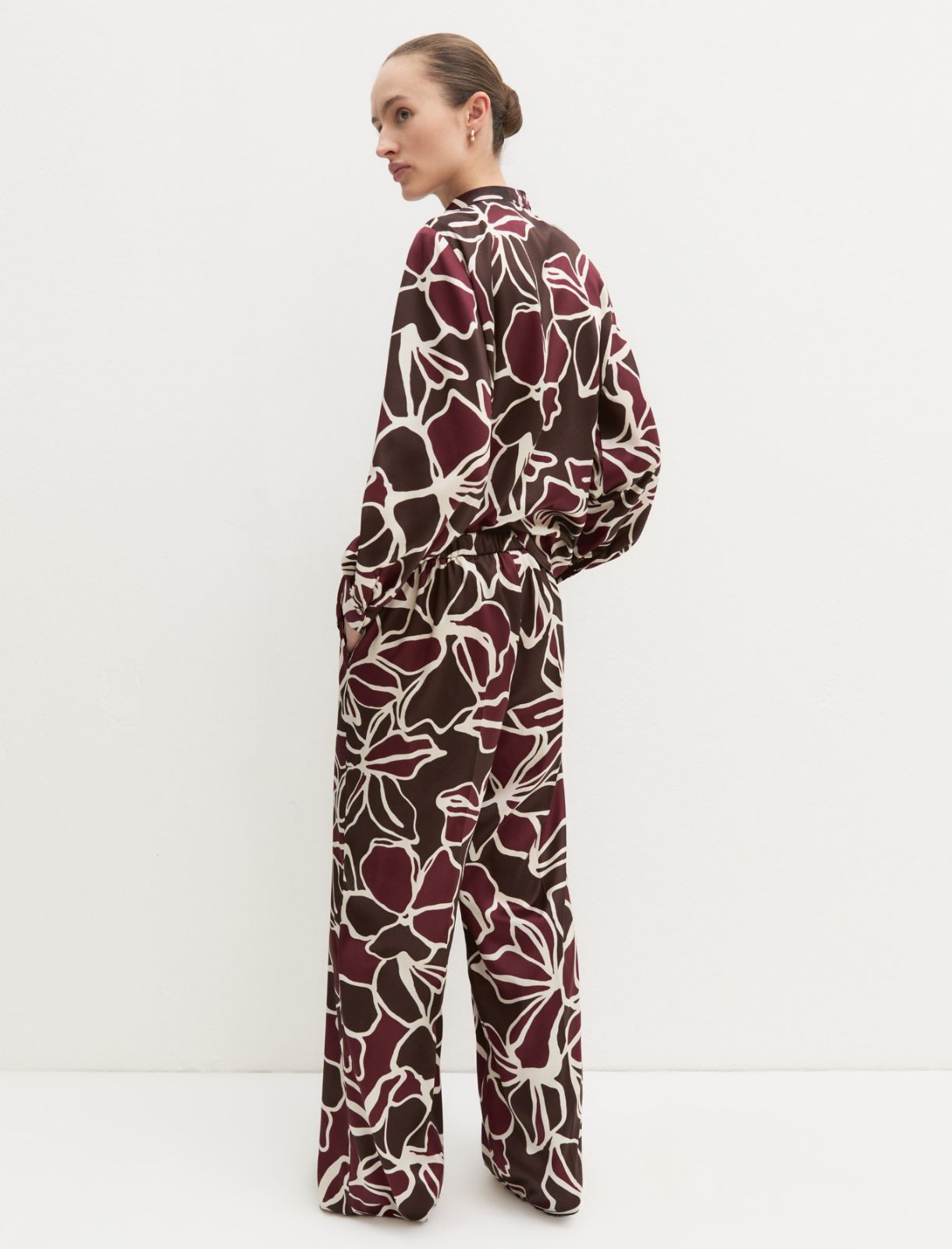 Straight-fit printed twill trousers - BROWN - Emme - 3