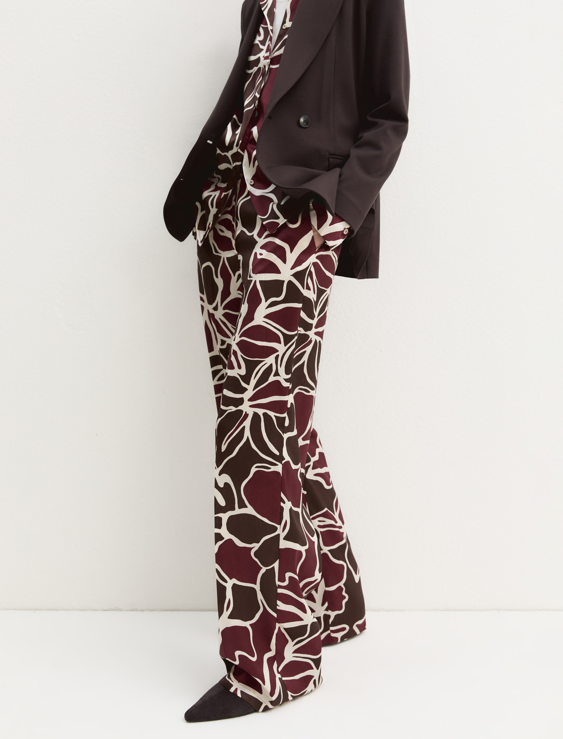 Straight-fit printed twill trousers - BROWN - Emme - 5
