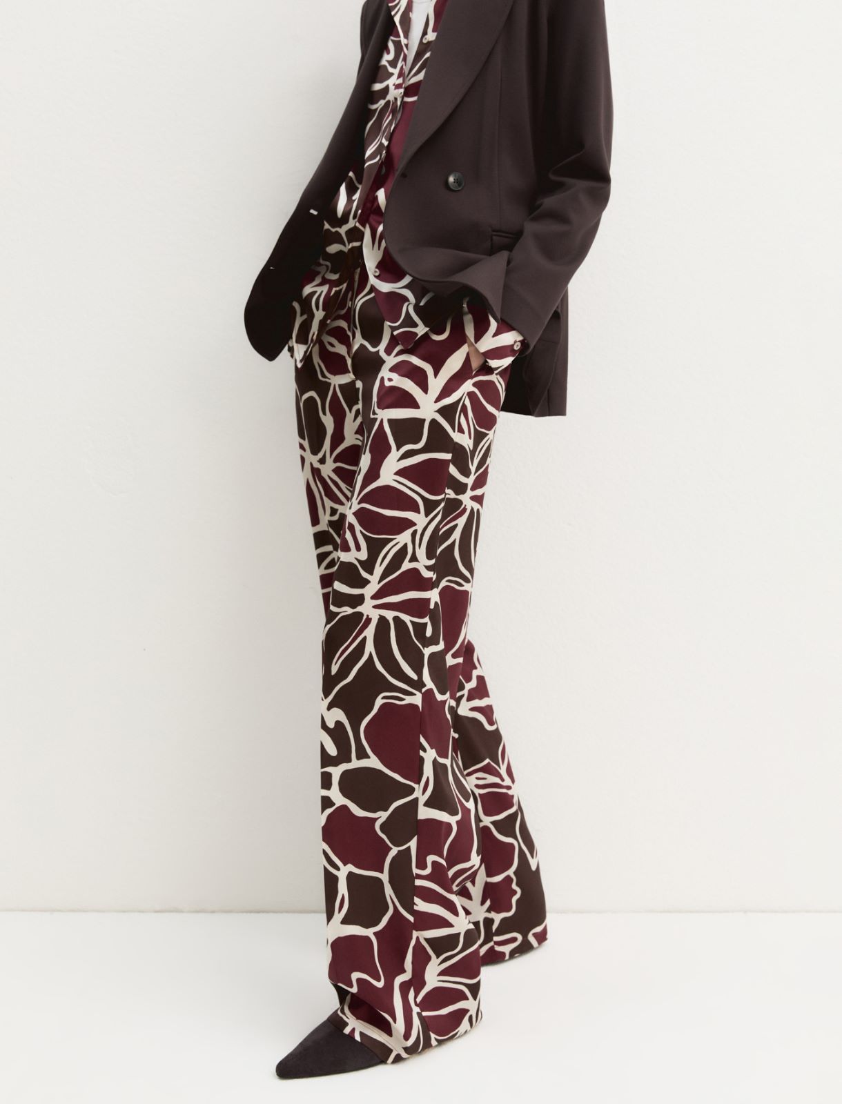 Straight-fit printed twill trousers - BROWN - Emme - 5