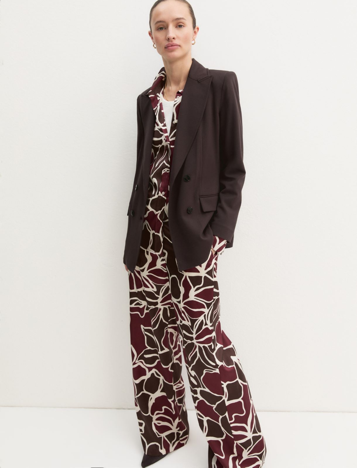 Straight-fit printed twill trousers - BROWN - Emme - 2
