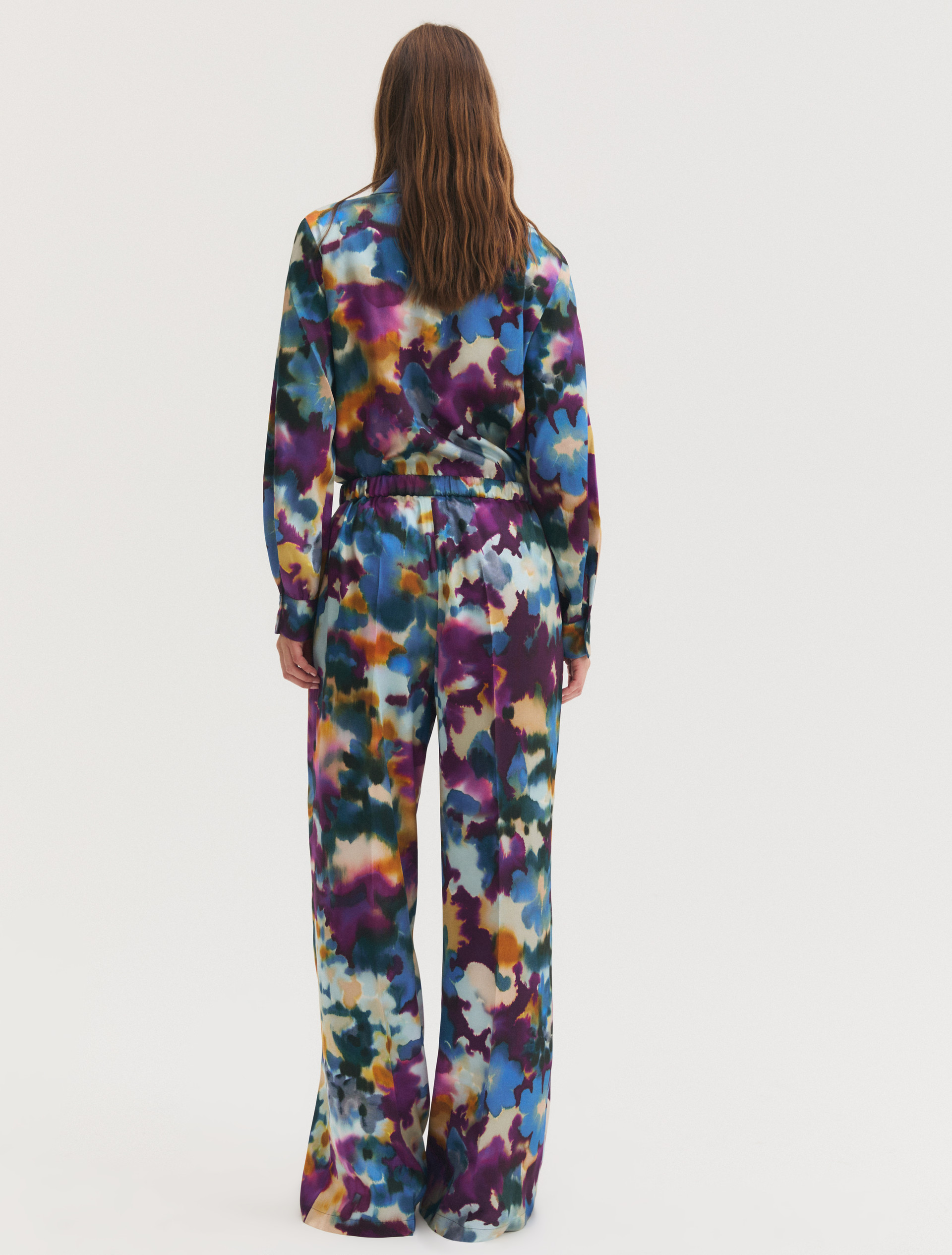 Straight-fit printed twill trousers - CYCLAMEN - Emme - 2