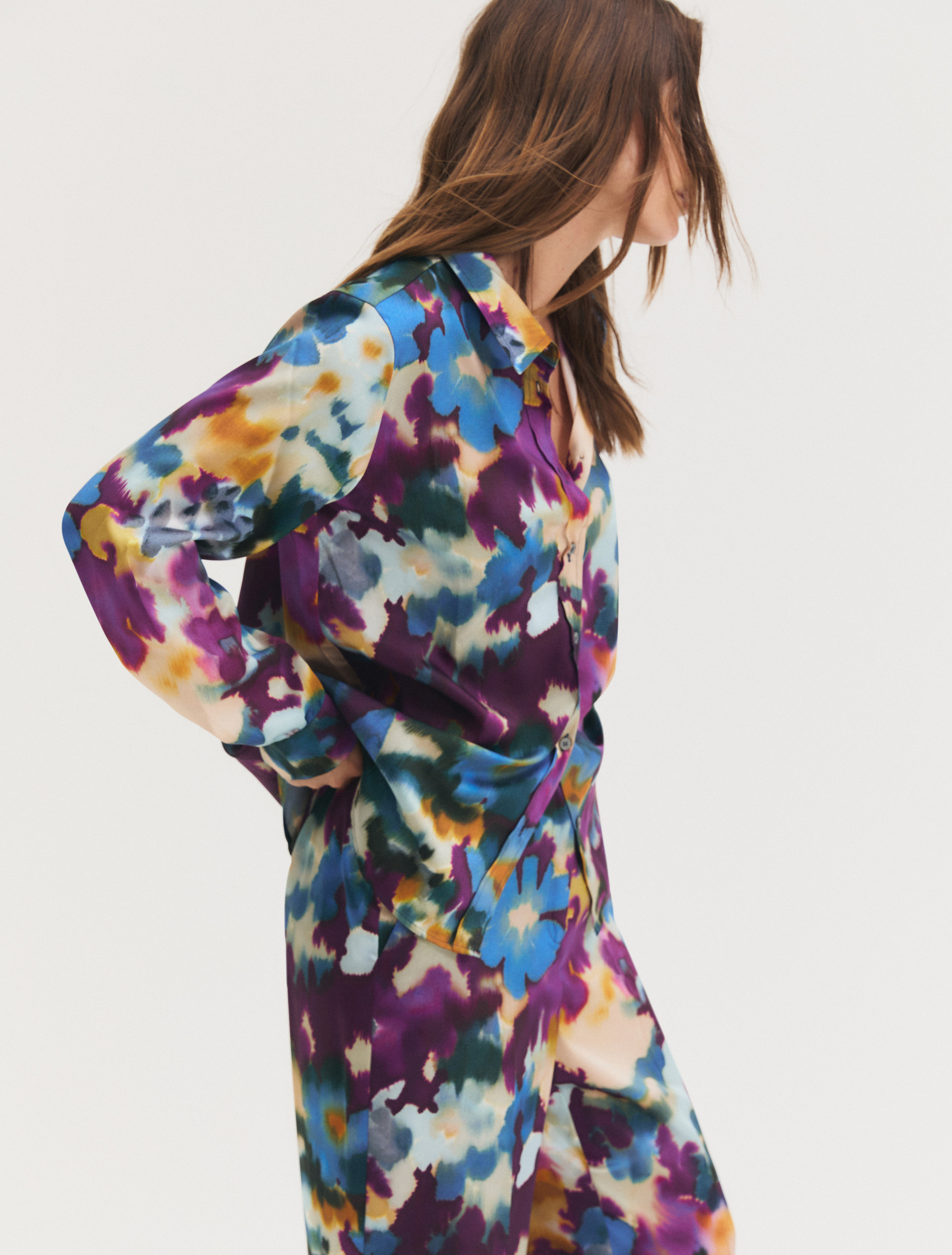 Straight-fit printed twill trousers - CYCLAMEN - Emme - 3