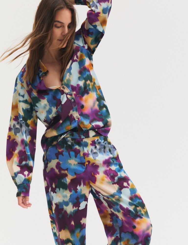 Straight-fit printed twill trousers - Emme