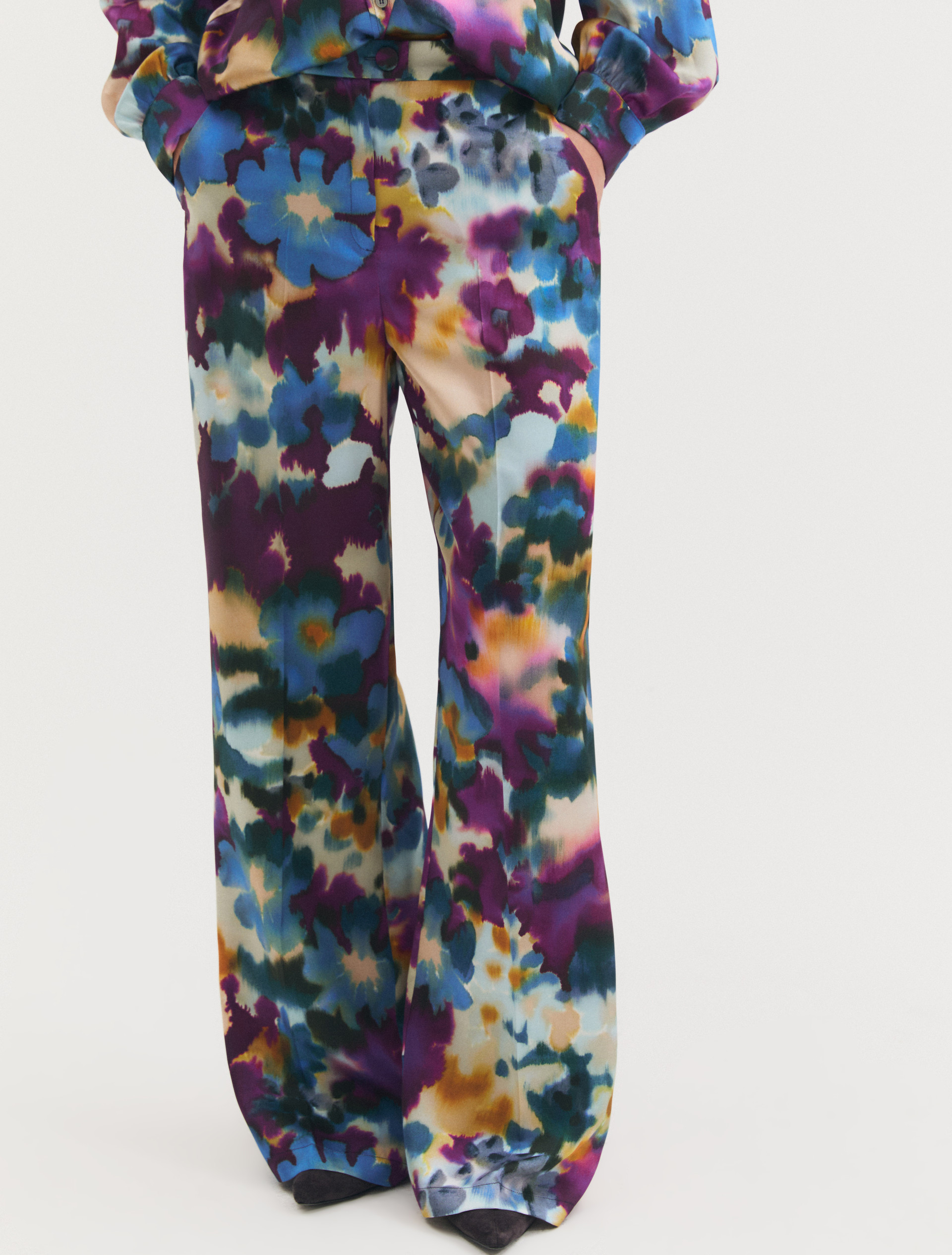 Straight-fit printed twill trousers - CYCLAMEN - Emme - 5