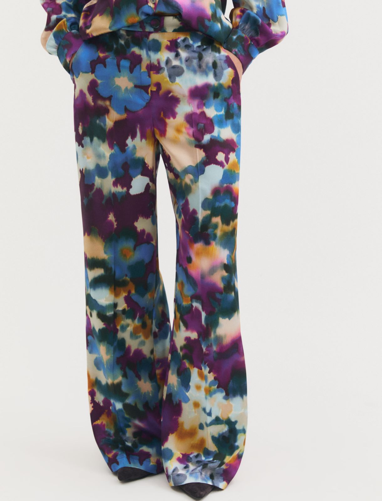 Straight-fit printed twill trousers - CYCLAMEN - Emme - 5