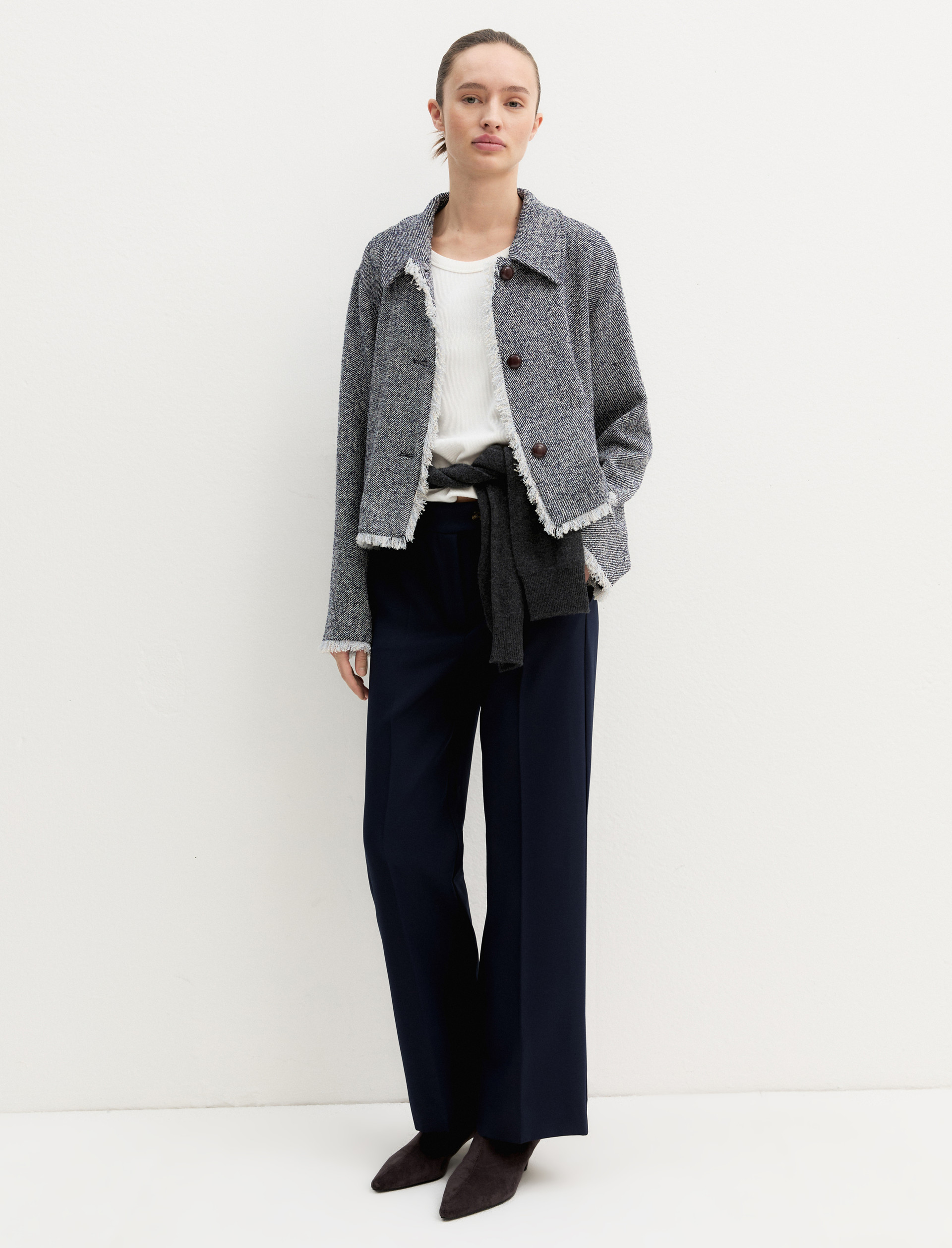 Pantalone dritto stretch - NAVY - Emme - 1