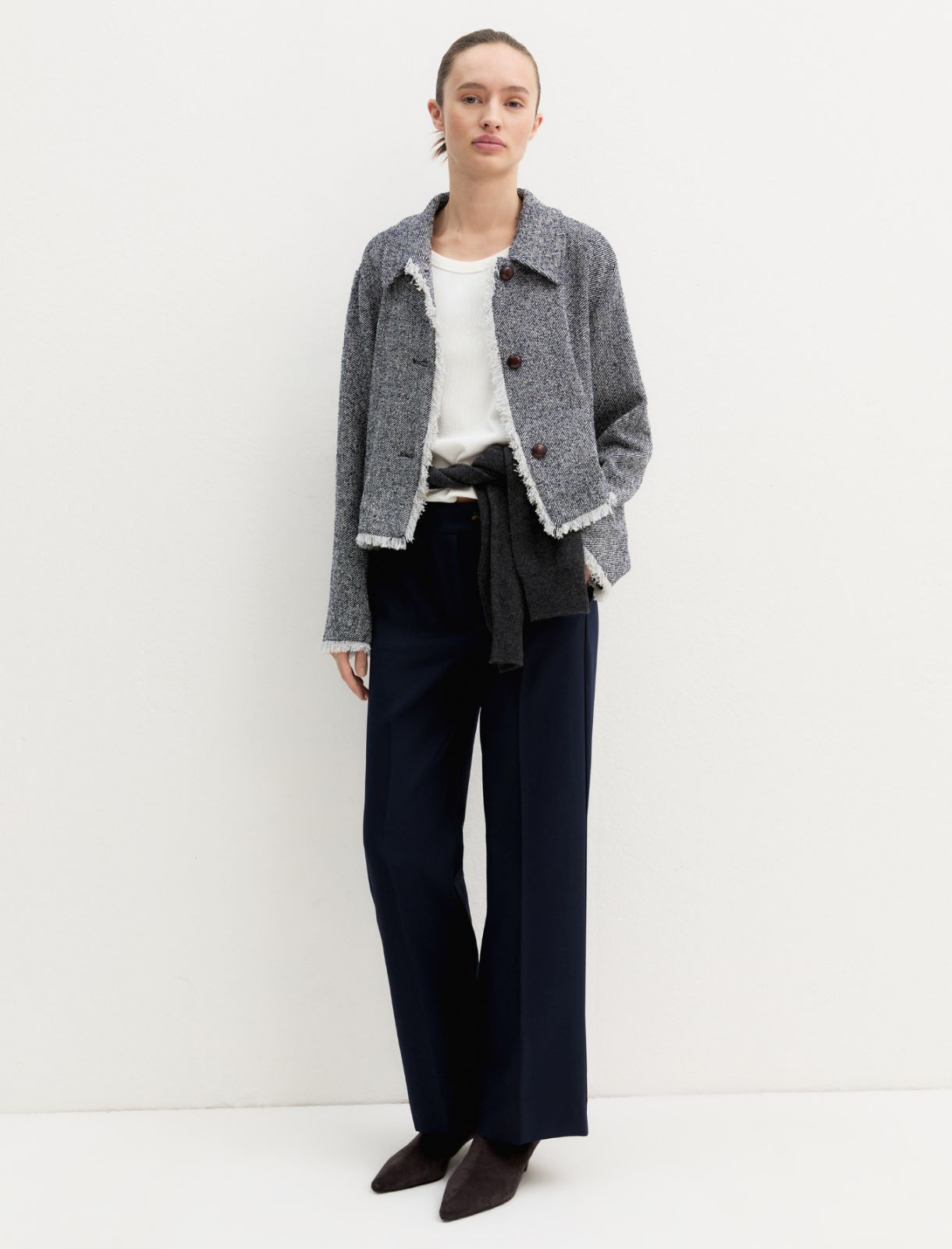 Pantalone dritto stretch - NAVY - Emme