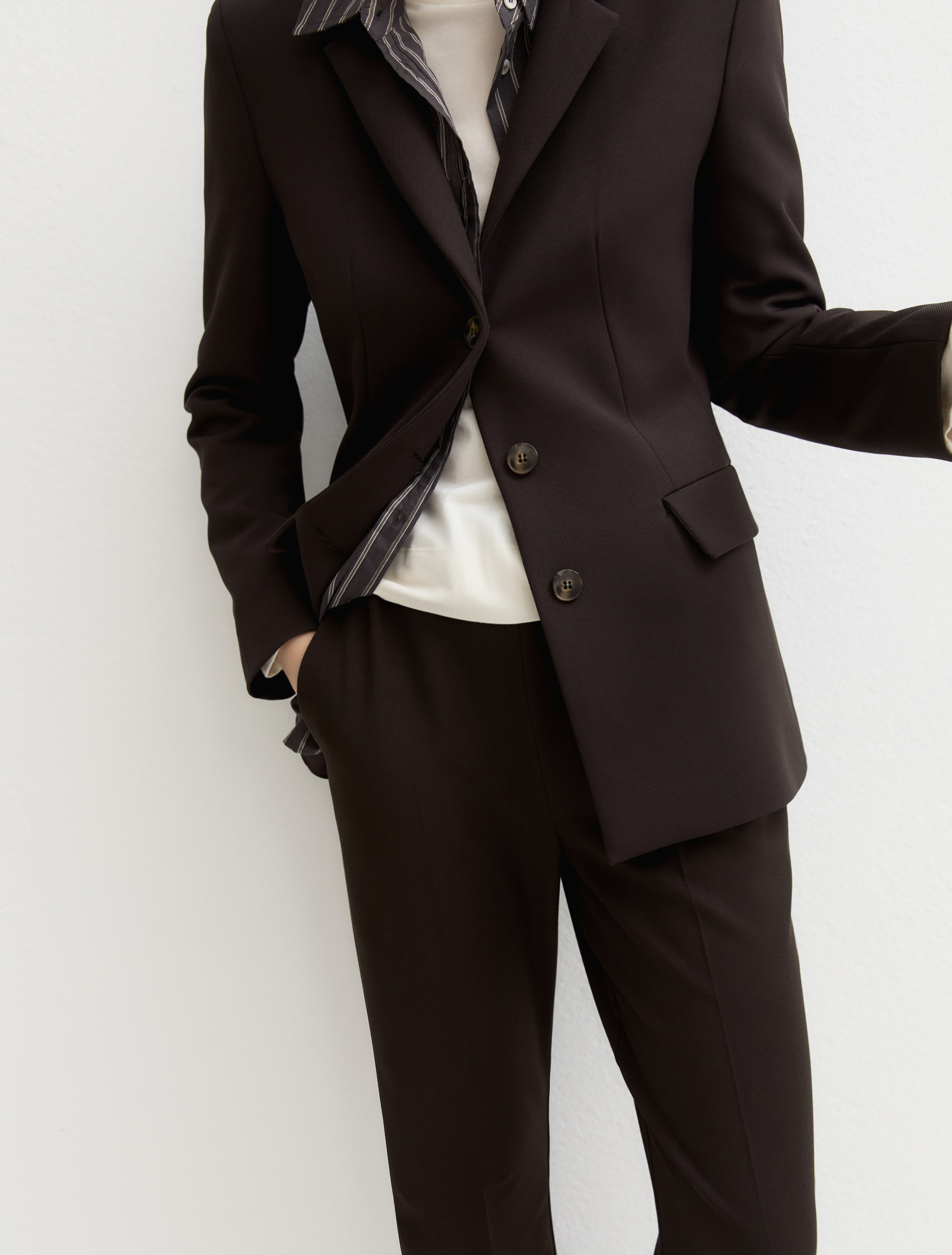 Pantalón de gabardina elástica - MARRON OSCURO - Emme - 3