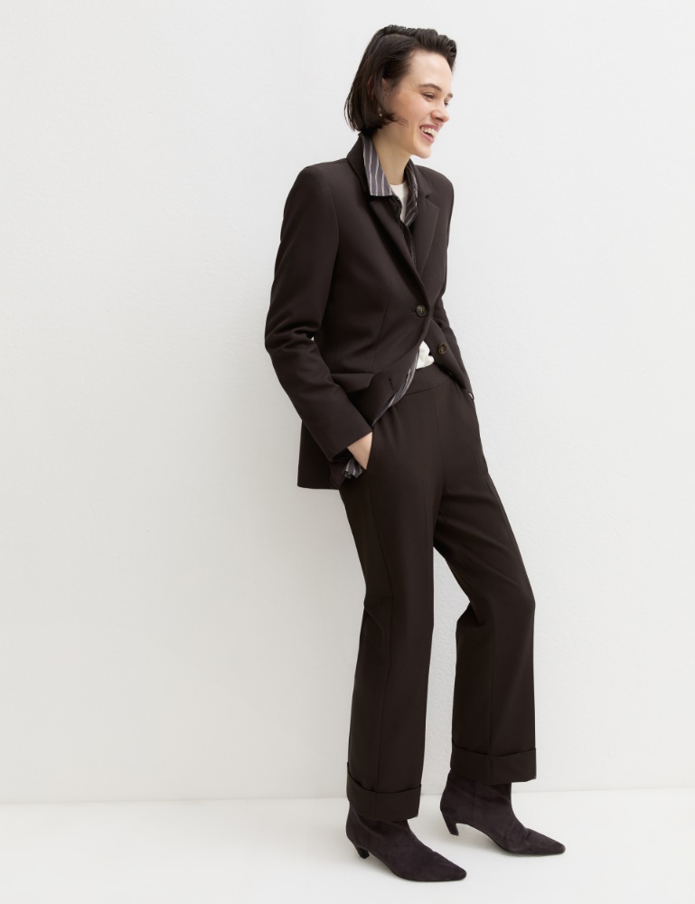 Stretch gabardine trousers - DARK BROWN