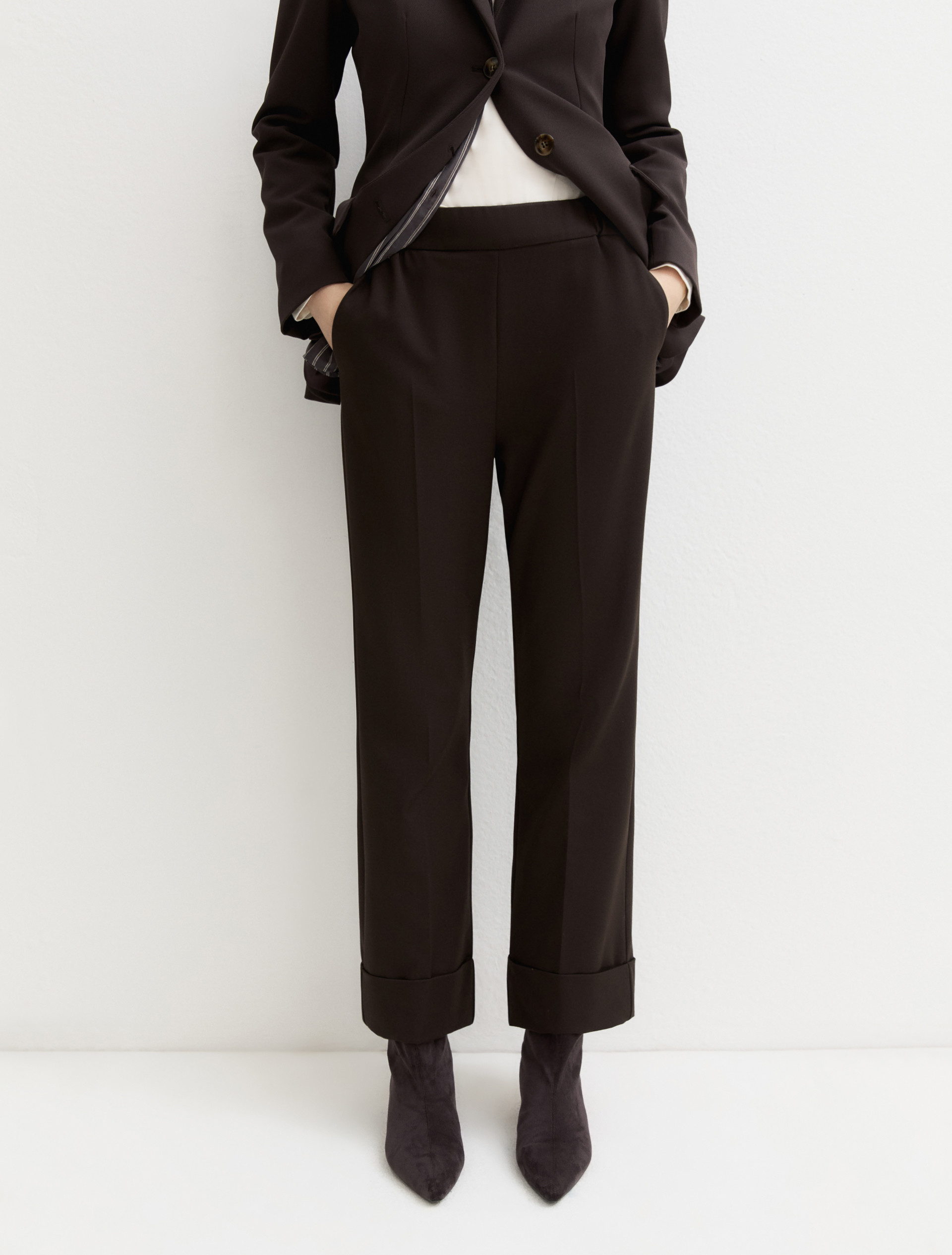 Pantalón de gabardina elástica - MARRON OSCURO - Emme - 5
