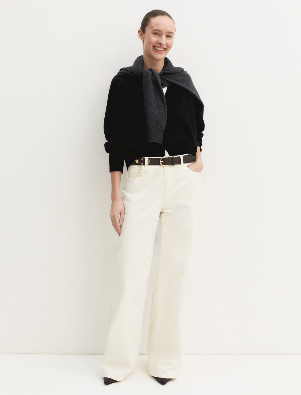 Pantalone 5 tasche in raso stretch - AVORIO - Emme - 2