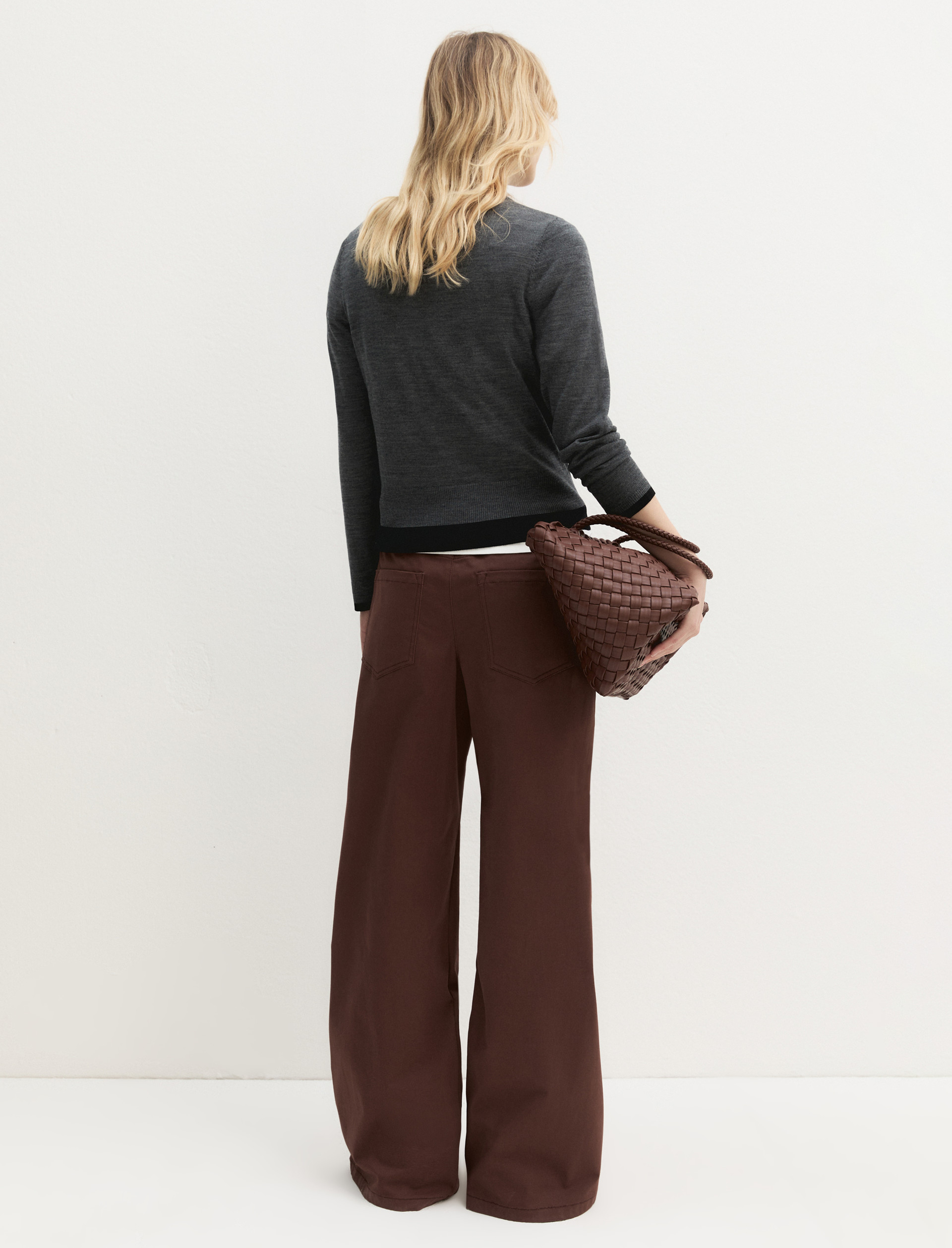 Stretch satin five-pocket trousers - BROWN - Emme - 3