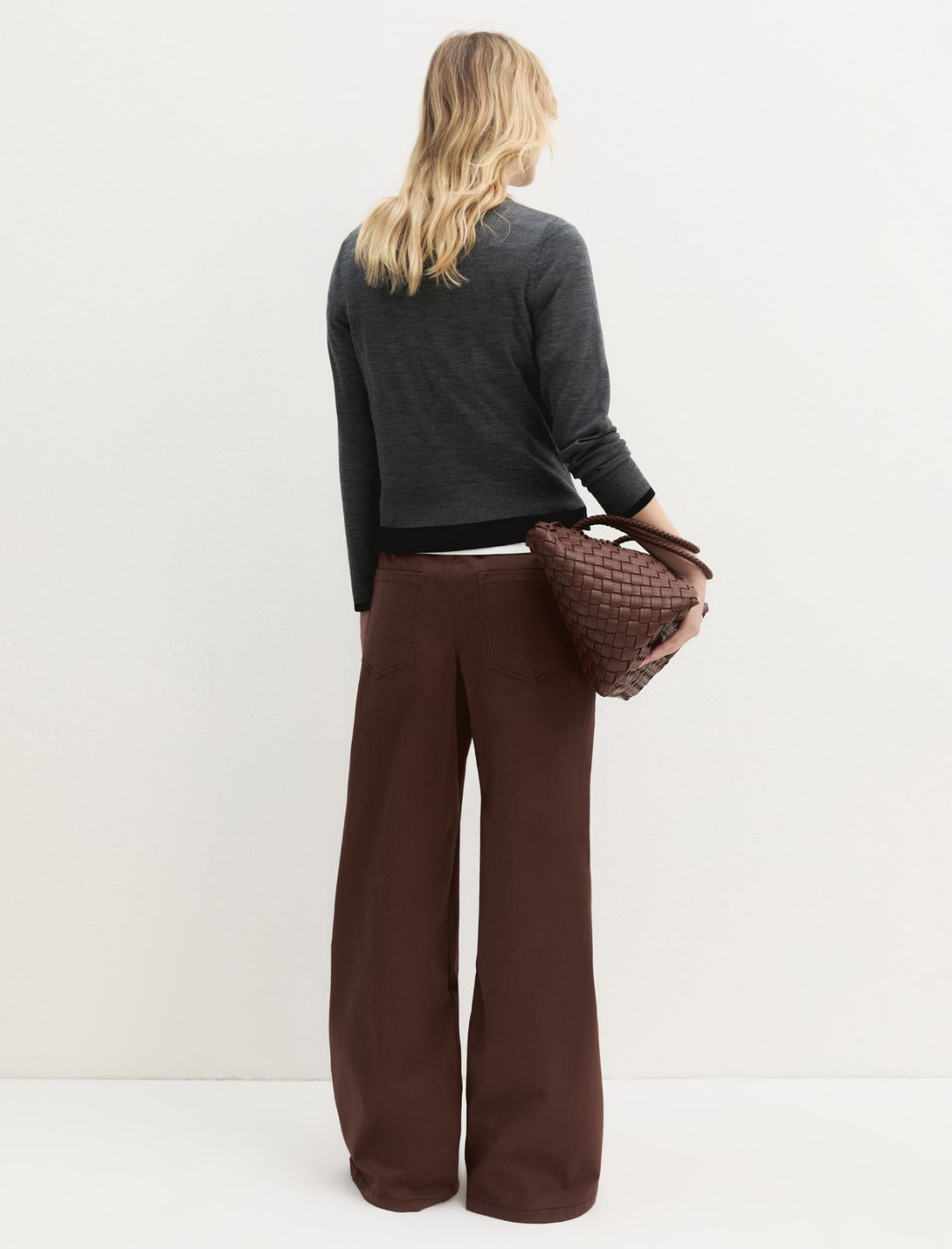 Stretch satin five-pocket trousers - BROWN - Emme - 3