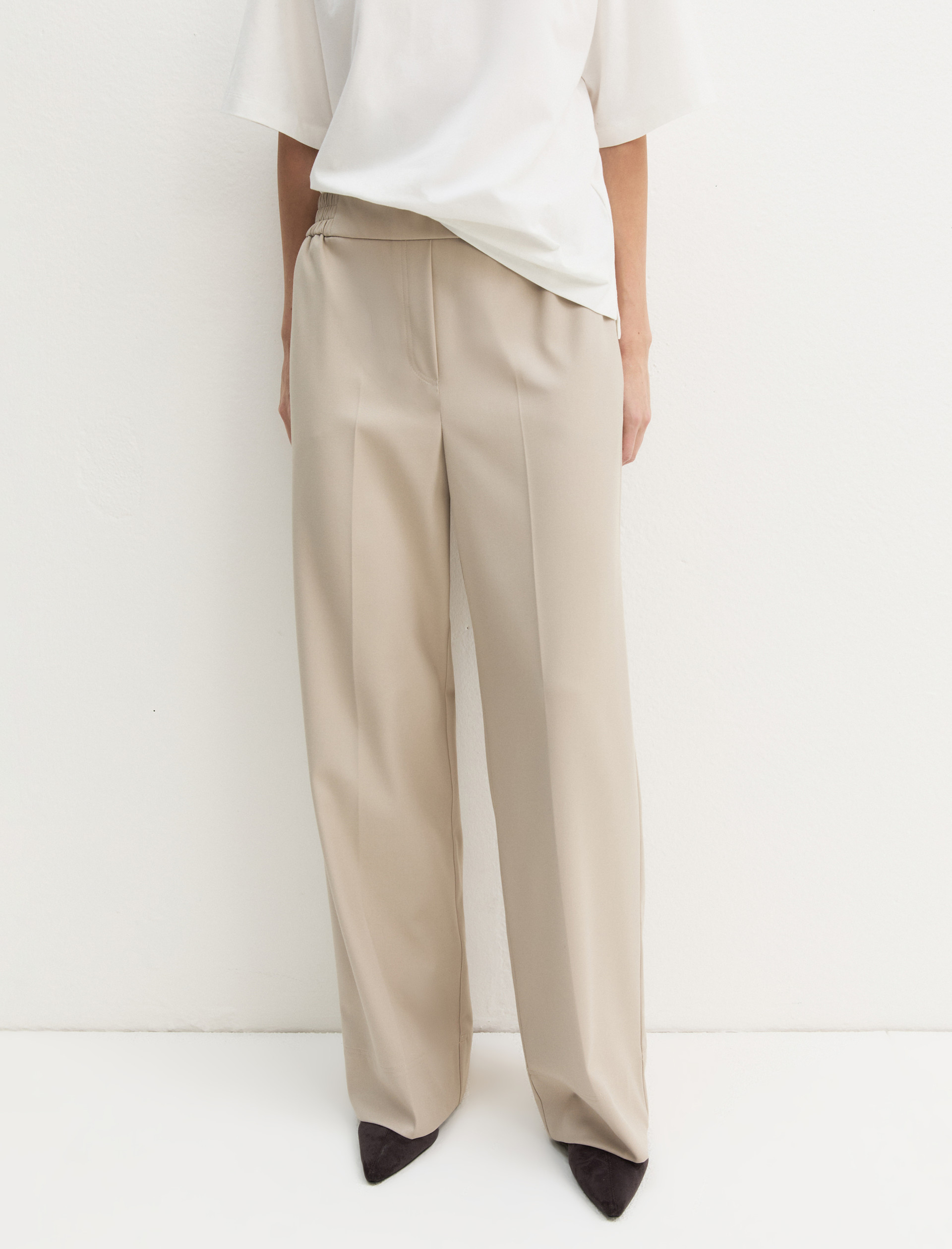 Pantalone dritto in flanella stretch - ECRU` - Emme - 3
