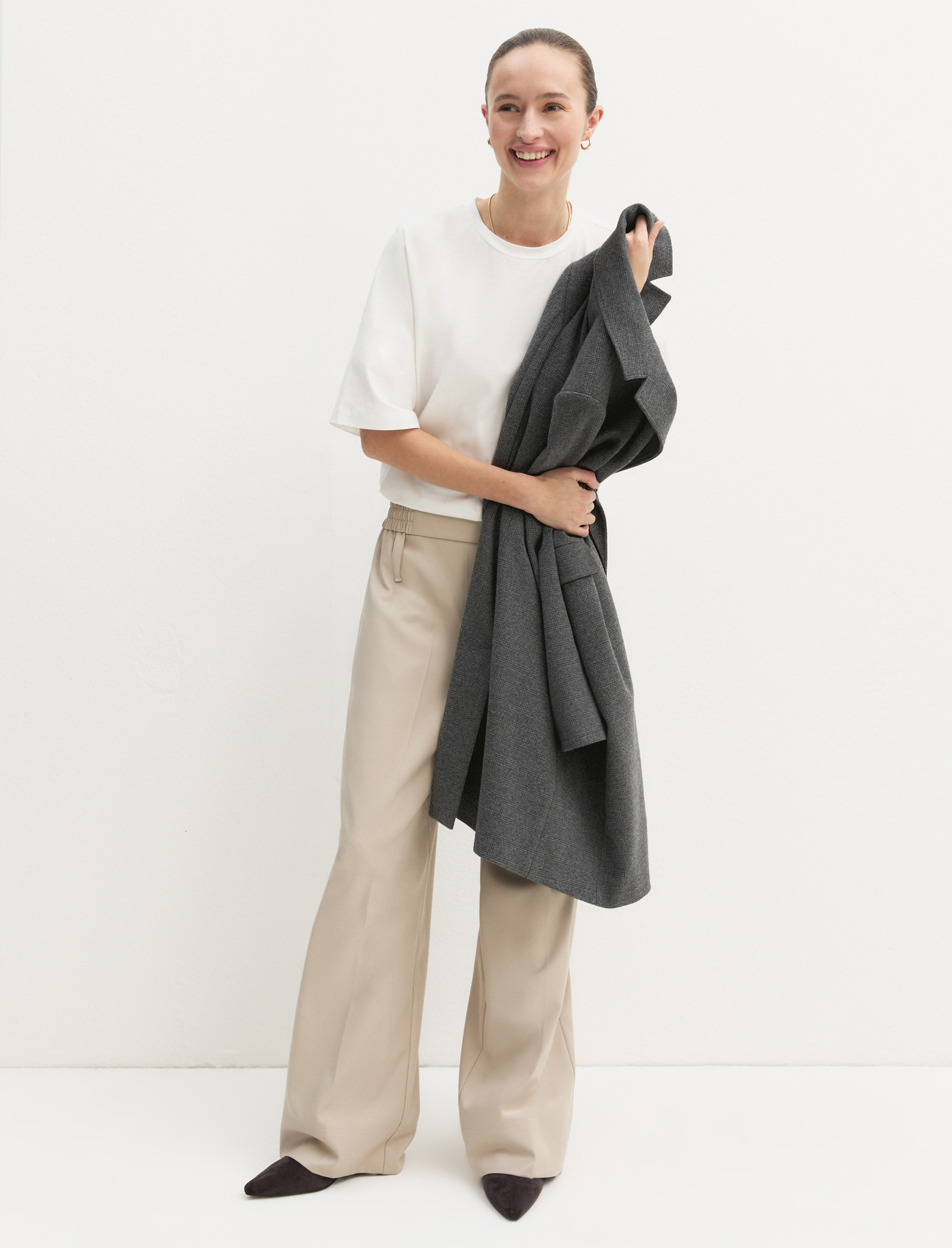 Pantalone dritto in flanella stretch - ECRU` - Emme - 4