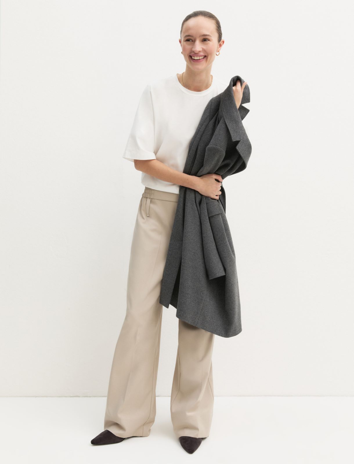 Pantalone dritto in flanella stretch - ECRU` - Emme - 4