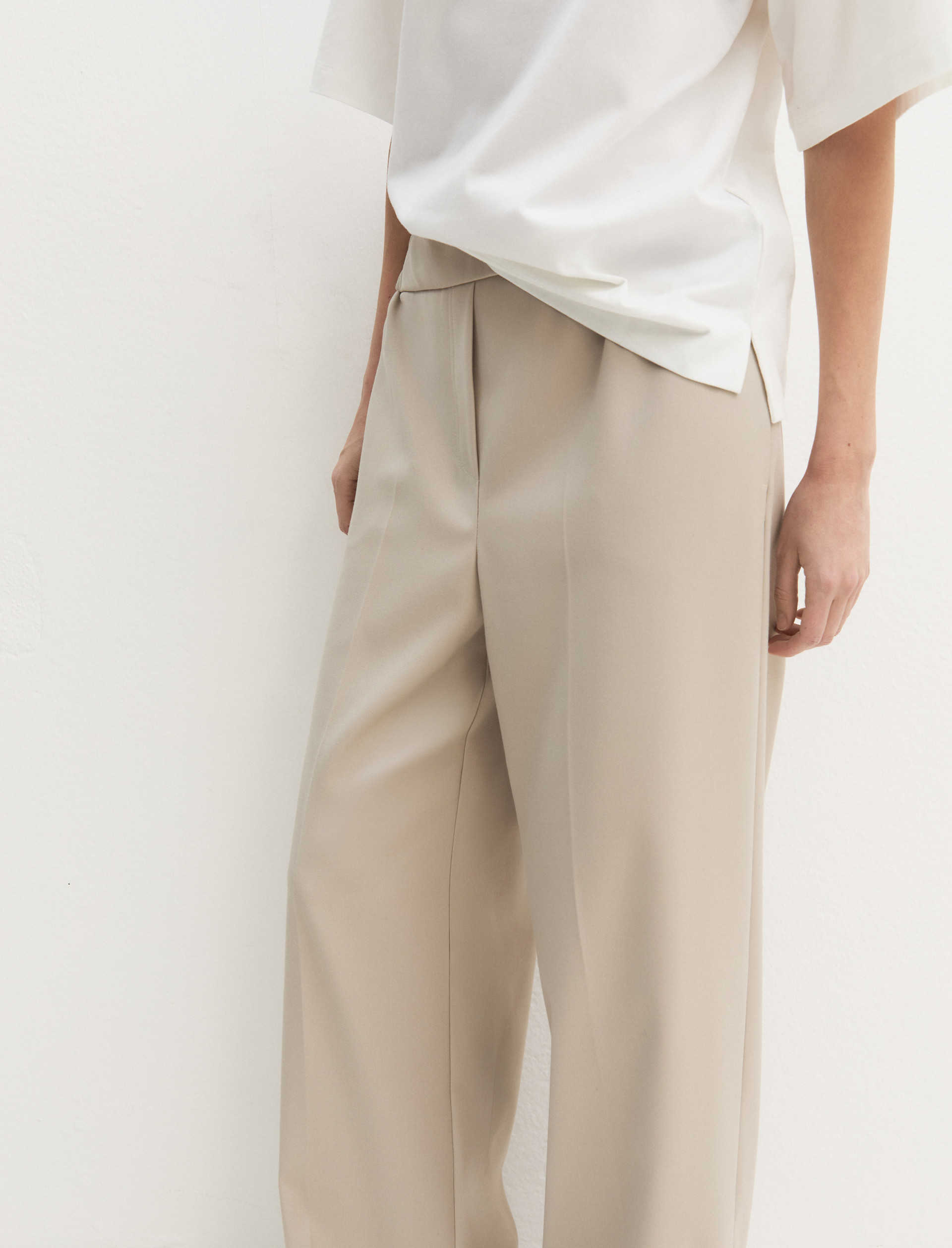 Pantalone dritto in flanella stretch - ECRU` - Emme - 5