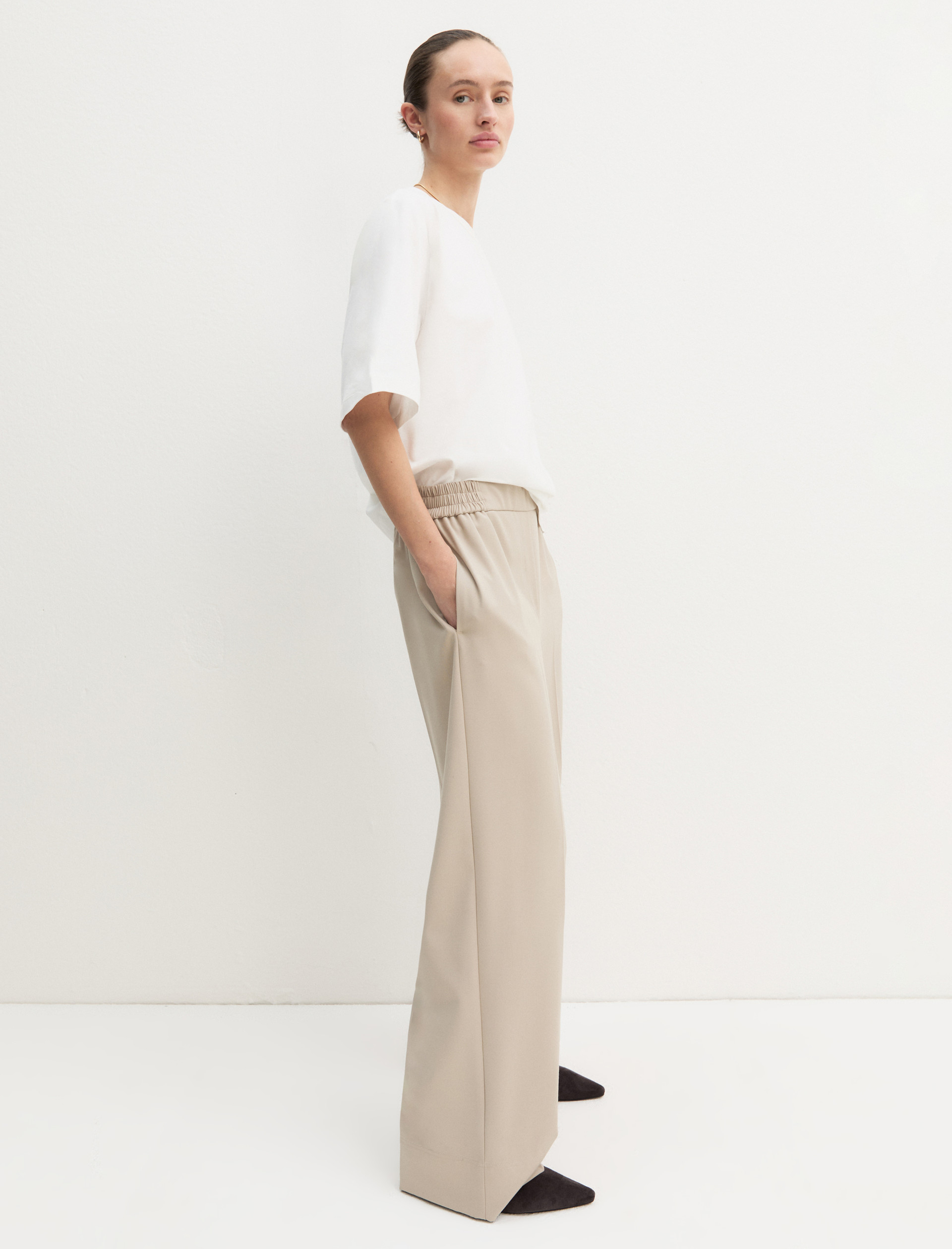 Pantalone dritto in flanella stretch - ECRU` - Emme - 1