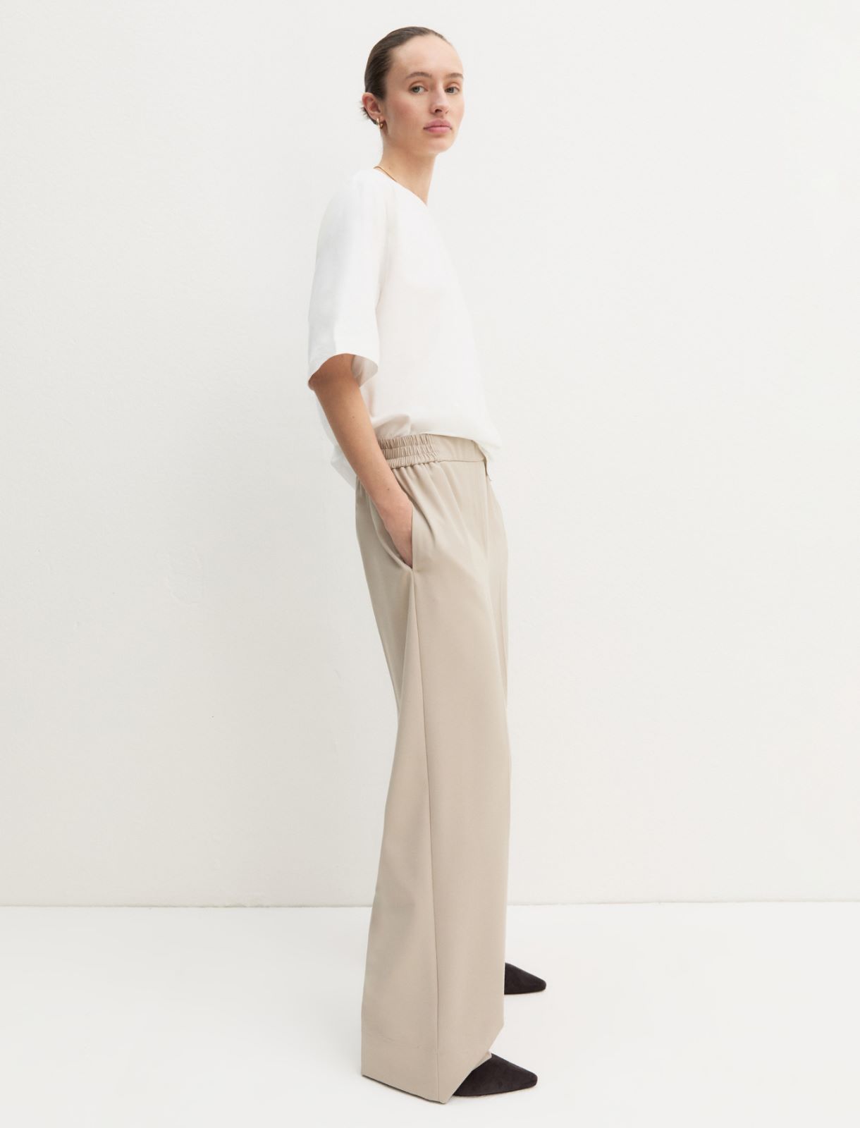 Pantalone dritto in flanella stretch - ECRU` - Emme