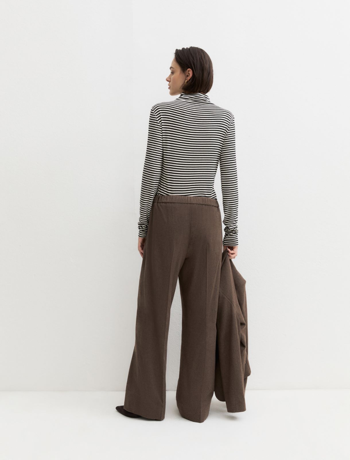 Straight-fit stretch flannel trousers - TURTLEDOVE - Emme - 2