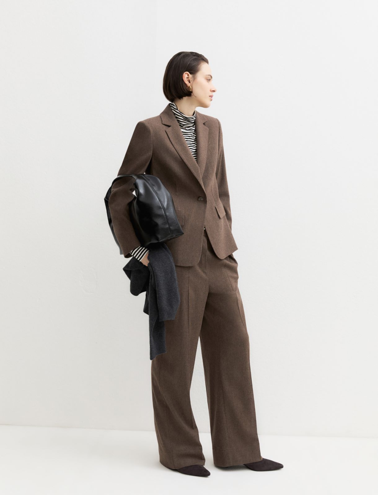 Straight-fit stretch flannel trousers - TURTLEDOVE - Emme - 4