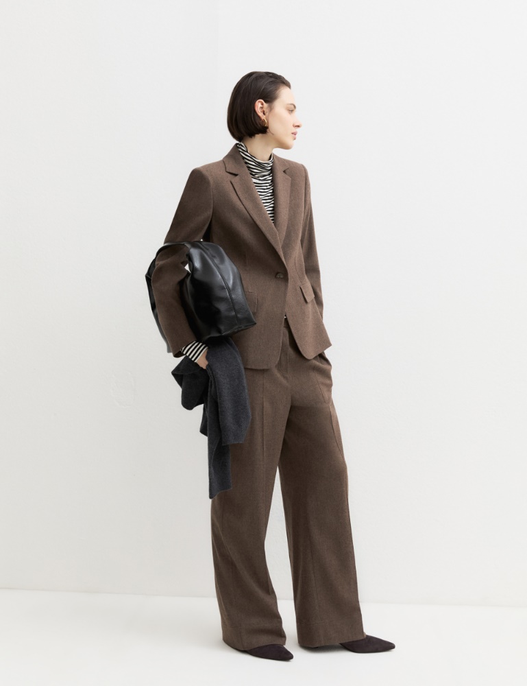 Straight-fit stretch flannel trousers - TURTLEDOVE