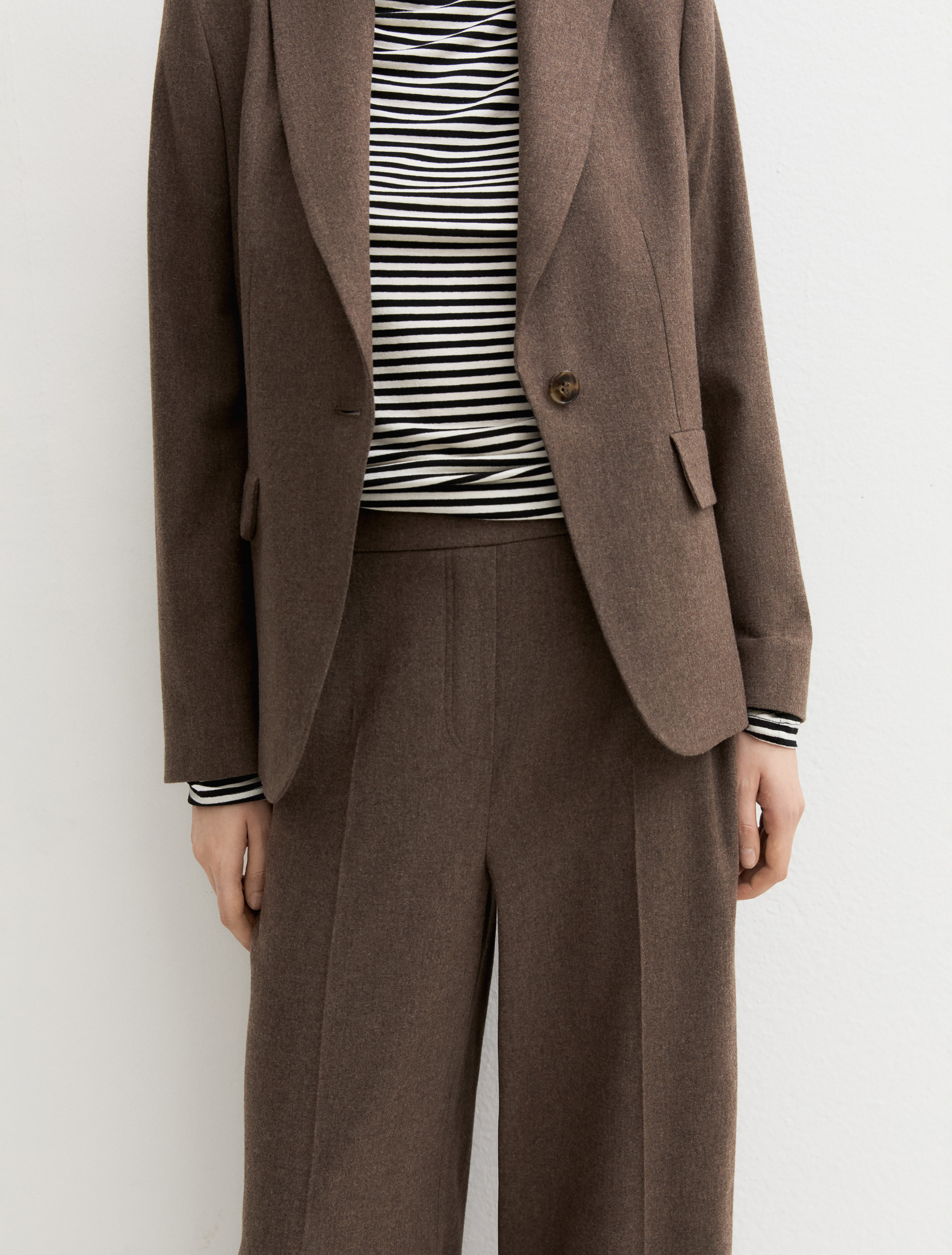 Straight-fit stretch flannel trousers - TURTLEDOVE - Emme - 5