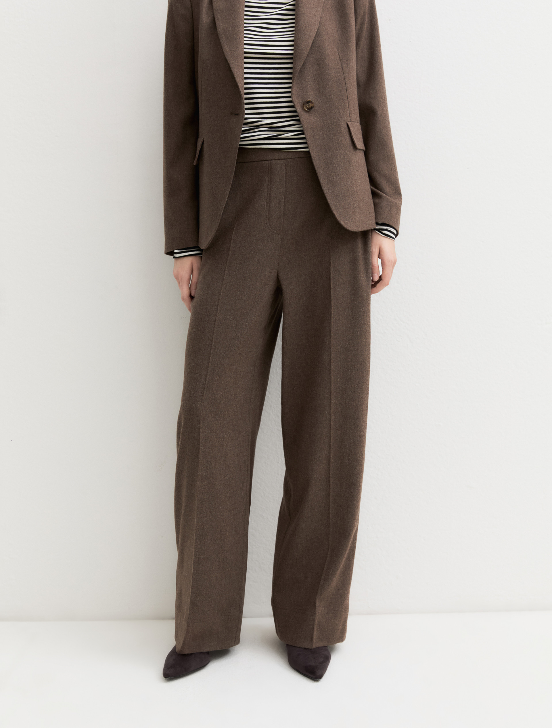 Straight-fit stretch flannel trousers - TURTLEDOVE - Emme - 6