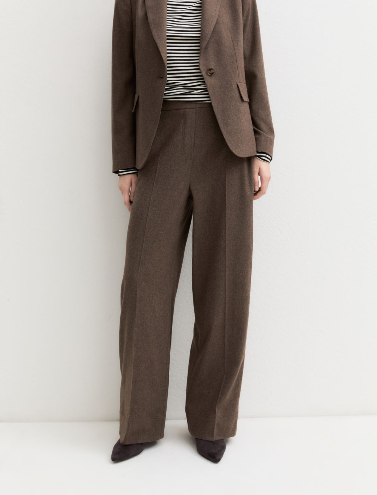 Straight-fit stretch flannel trousers - TURTLEDOVE - Emme - 6