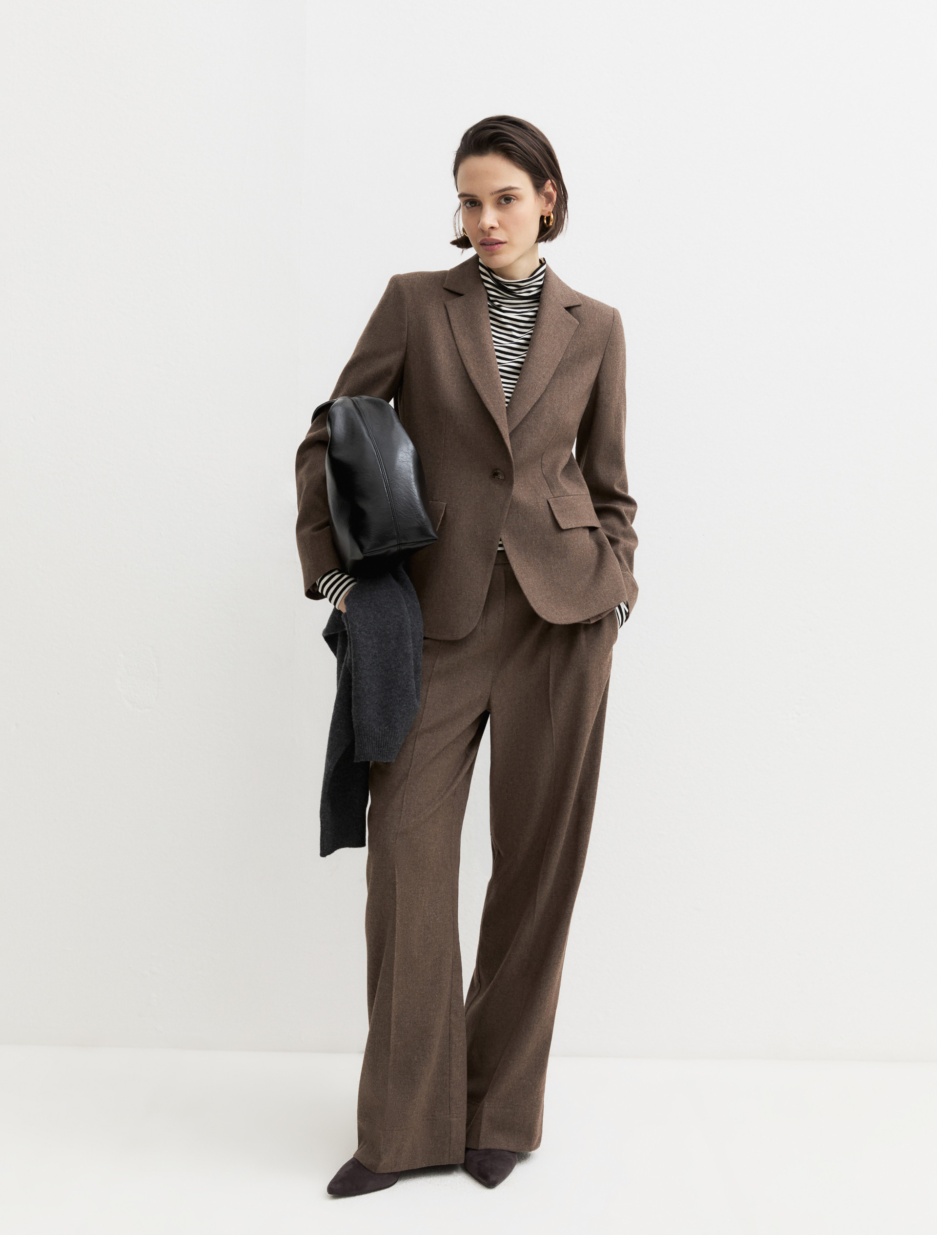 Straight-fit stretch flannel trousers - TURTLEDOVE - Emme - 1