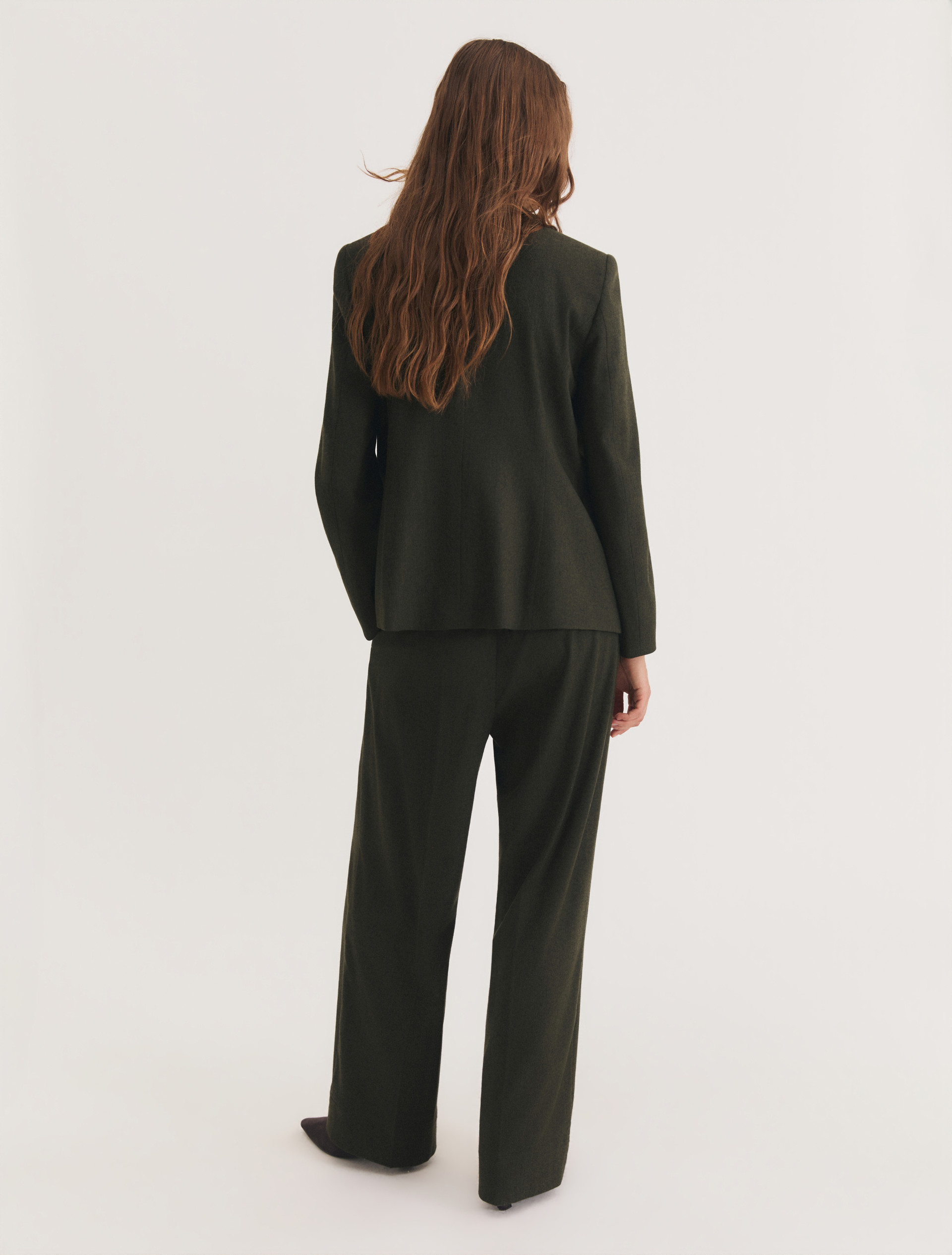 Straight-fit stretch flannel trousers - OLIVE - Emme - 2