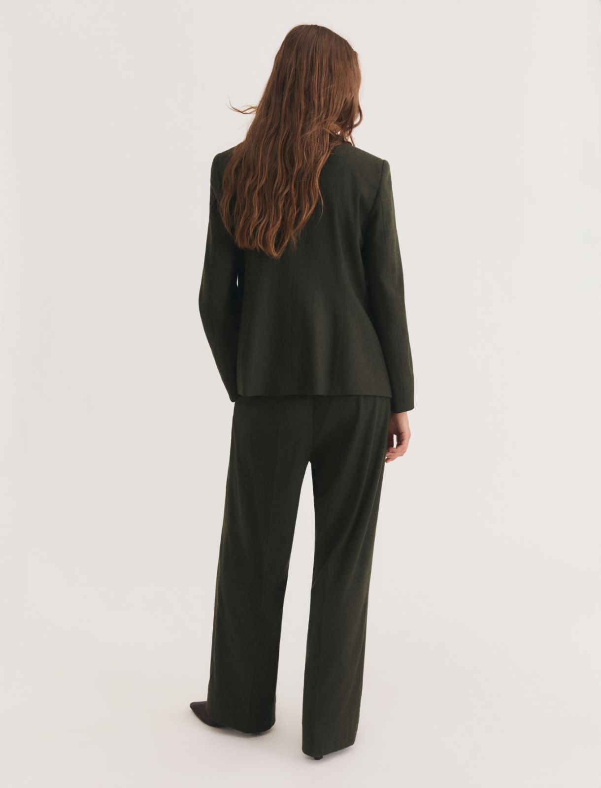 Straight-fit stretch flannel trousers - OLIVE - Emme - 2