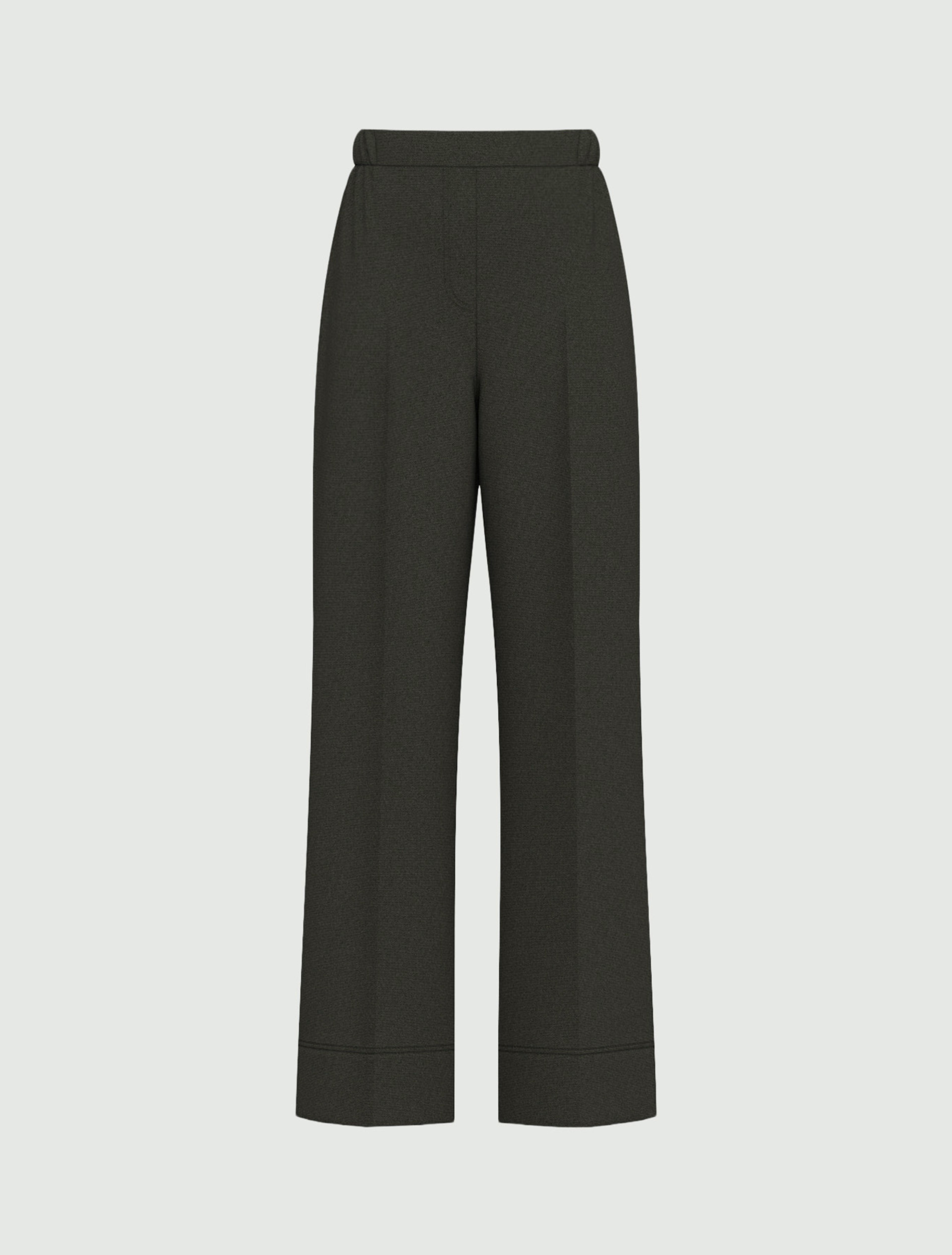 Straight-fit stretch flannel trousers - OLIVE - Emme - 6