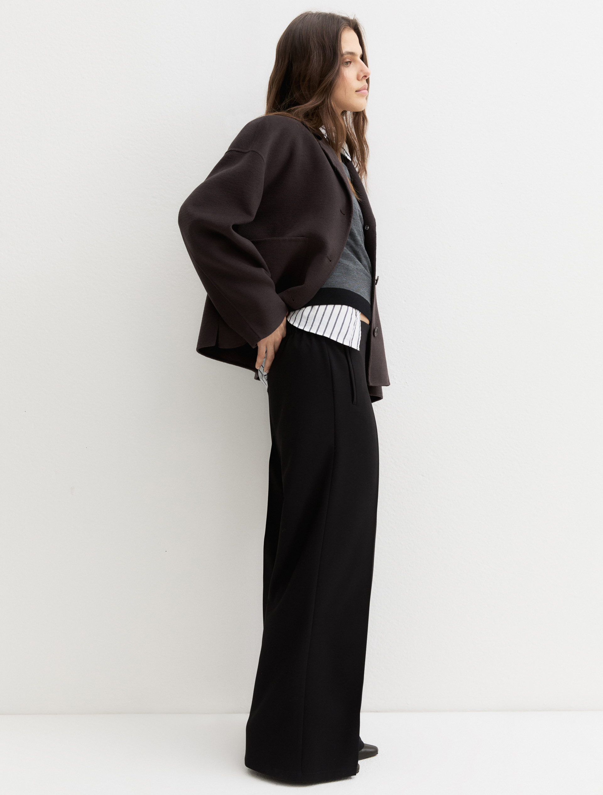 Straight-fit stretch trousers - BLACK - Emme - 3