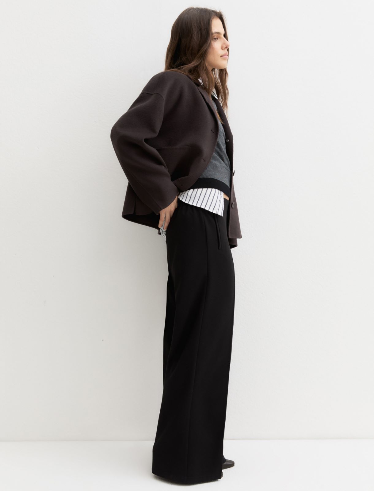 Straight-fit stretch trousers - BLACK - Emme - 3