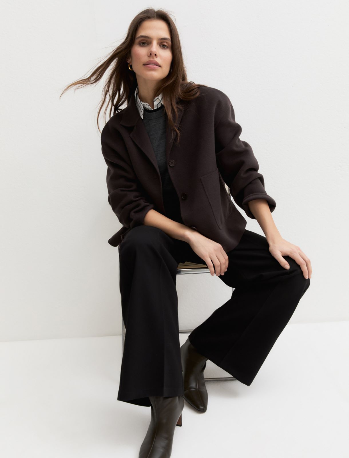 Straight-fit stretch trousers - BLACK - Emme - 4